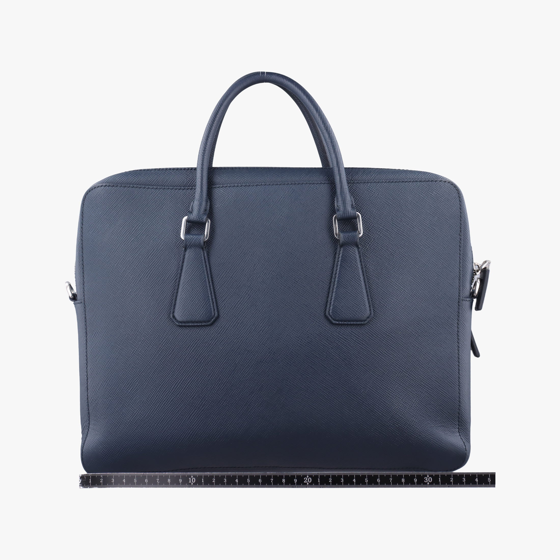 Pre-owned Prada Business Briefcase Navy SAFFIANO Leather 2VE368 handbag | stylenewstar
