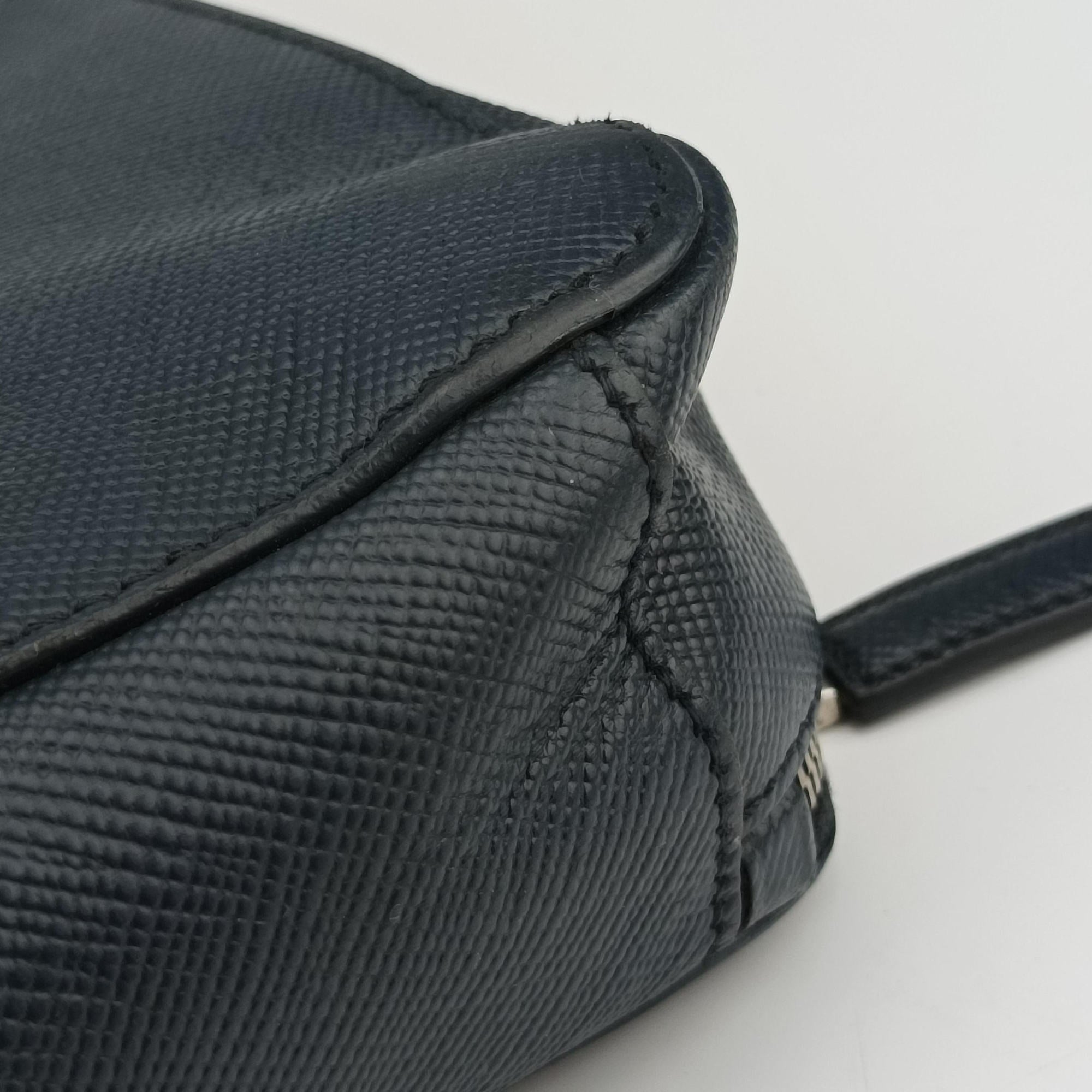Pre-owned Prada Business Briefcase Navy SAFFIANO Leather 2VE368 handbag | stylenewstar