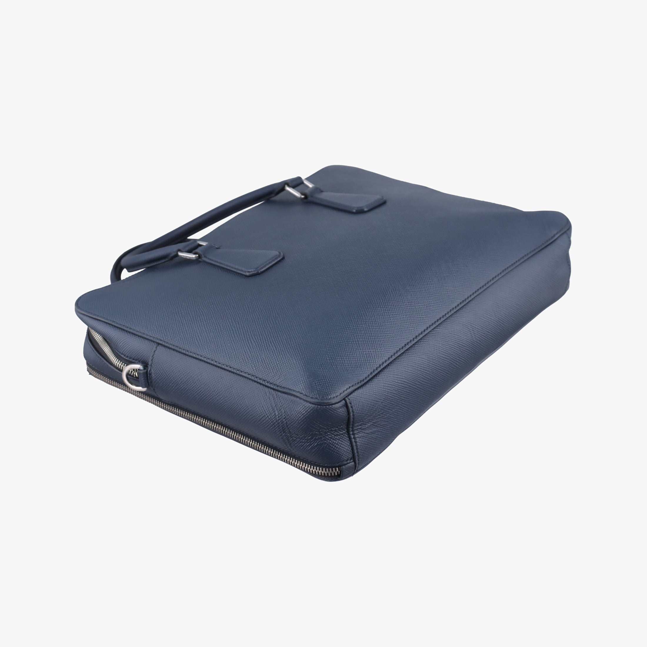 Pre-owned Prada Business Briefcase Navy SAFFIANO Leather 2VE368 handbag | stylenewstar