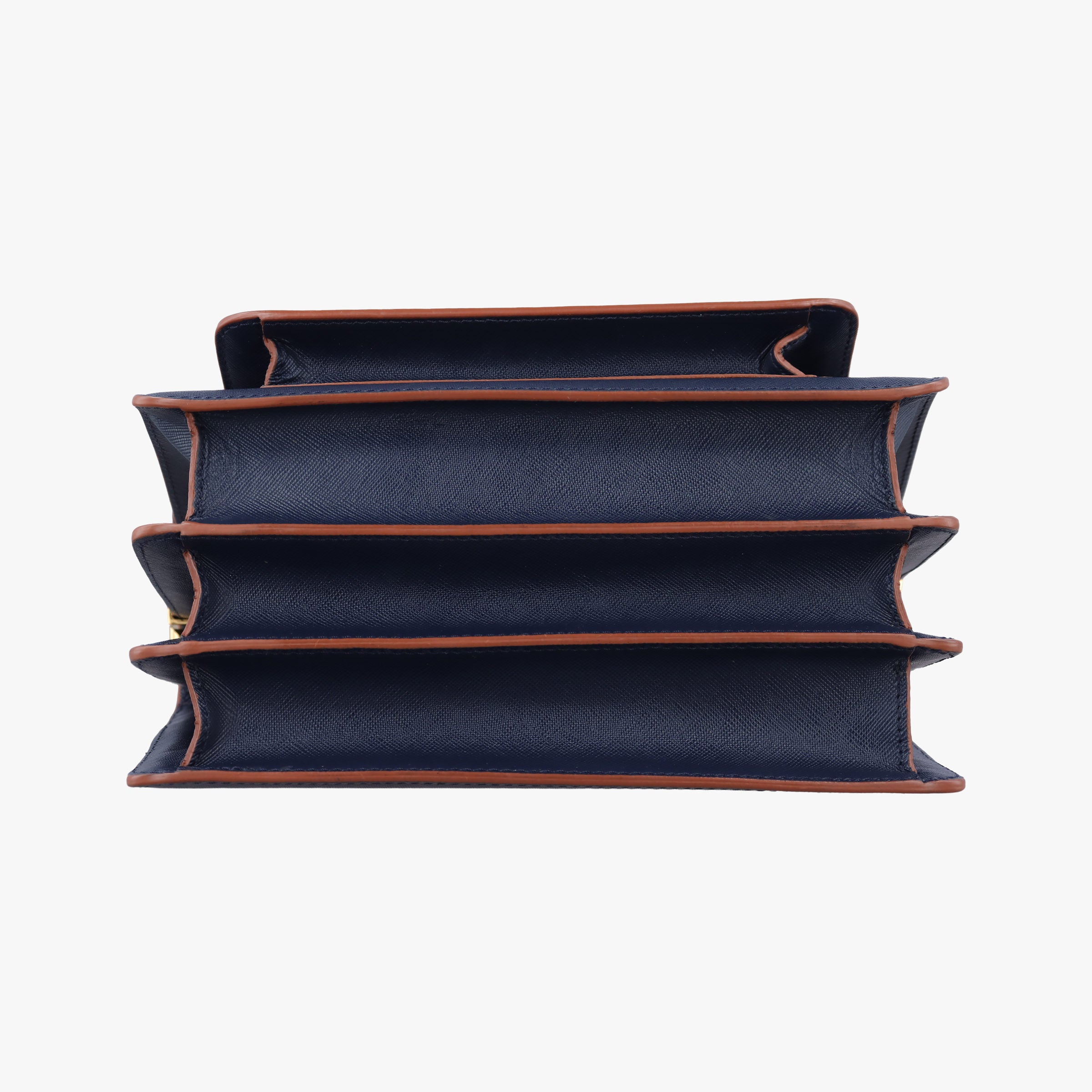 Pre-owned Marni TRUNK Navy Saffiano Leather   shoulderbag | stylenewstar