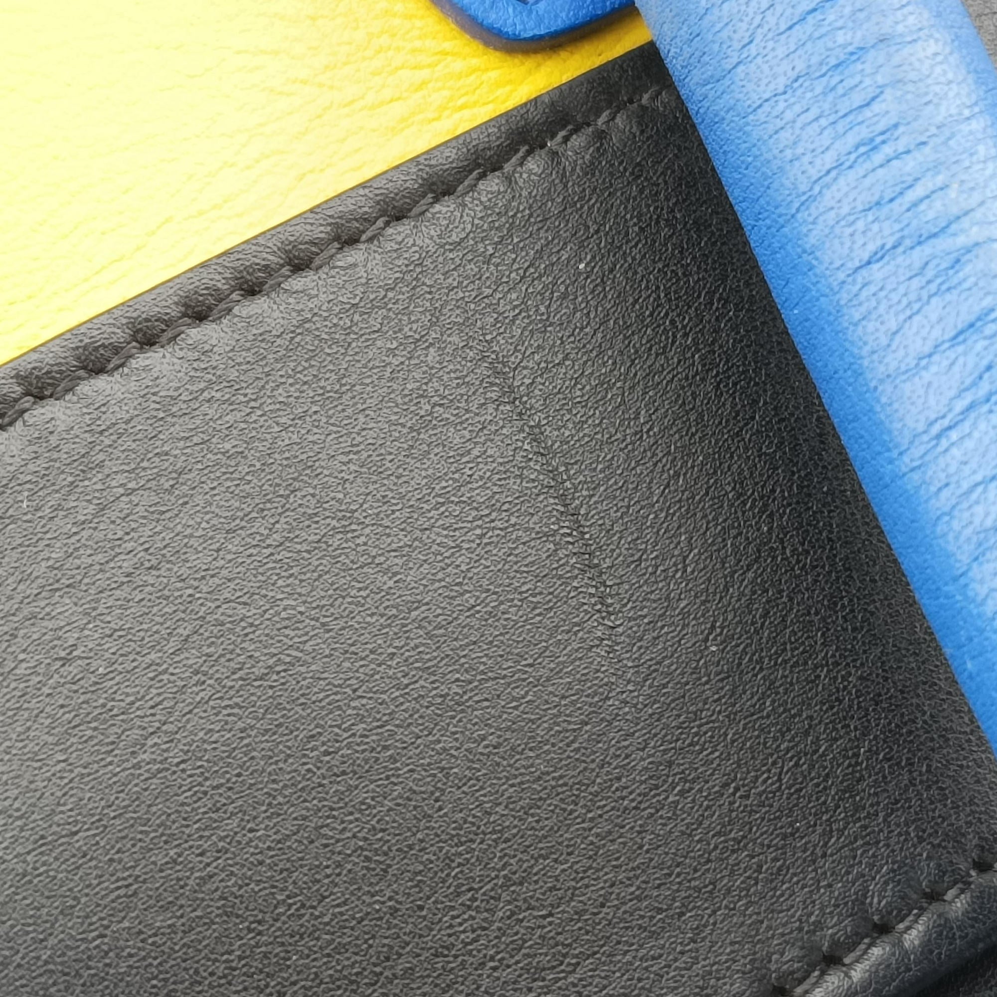 Vintage Celine Luggage Micro shopper Yellow × Black × Orange × Blu Leather  handbag | stylenewstar