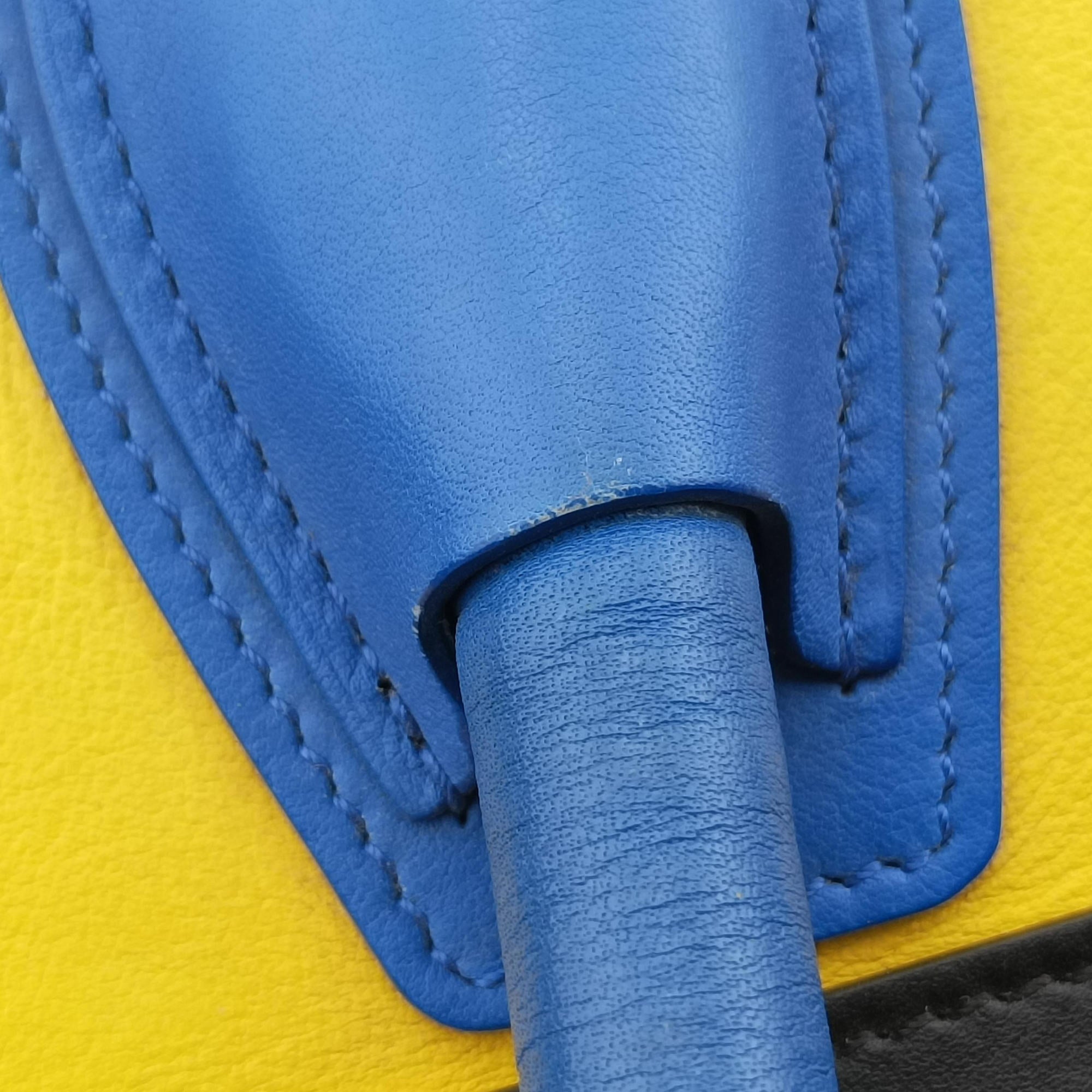 Vintage Celine Luggage Micro shopper Yellow × Black × Orange × Blu Leather  handbag | stylenewstar