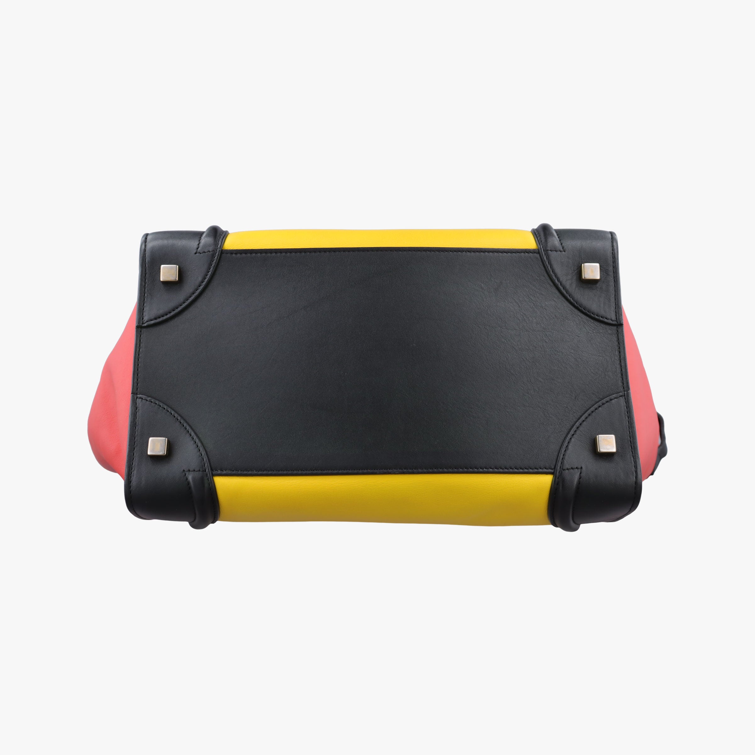 Vintage Celine Luggage Micro shopper Yellow × Black × Orange × Blu Leather  handbag | stylenewstar