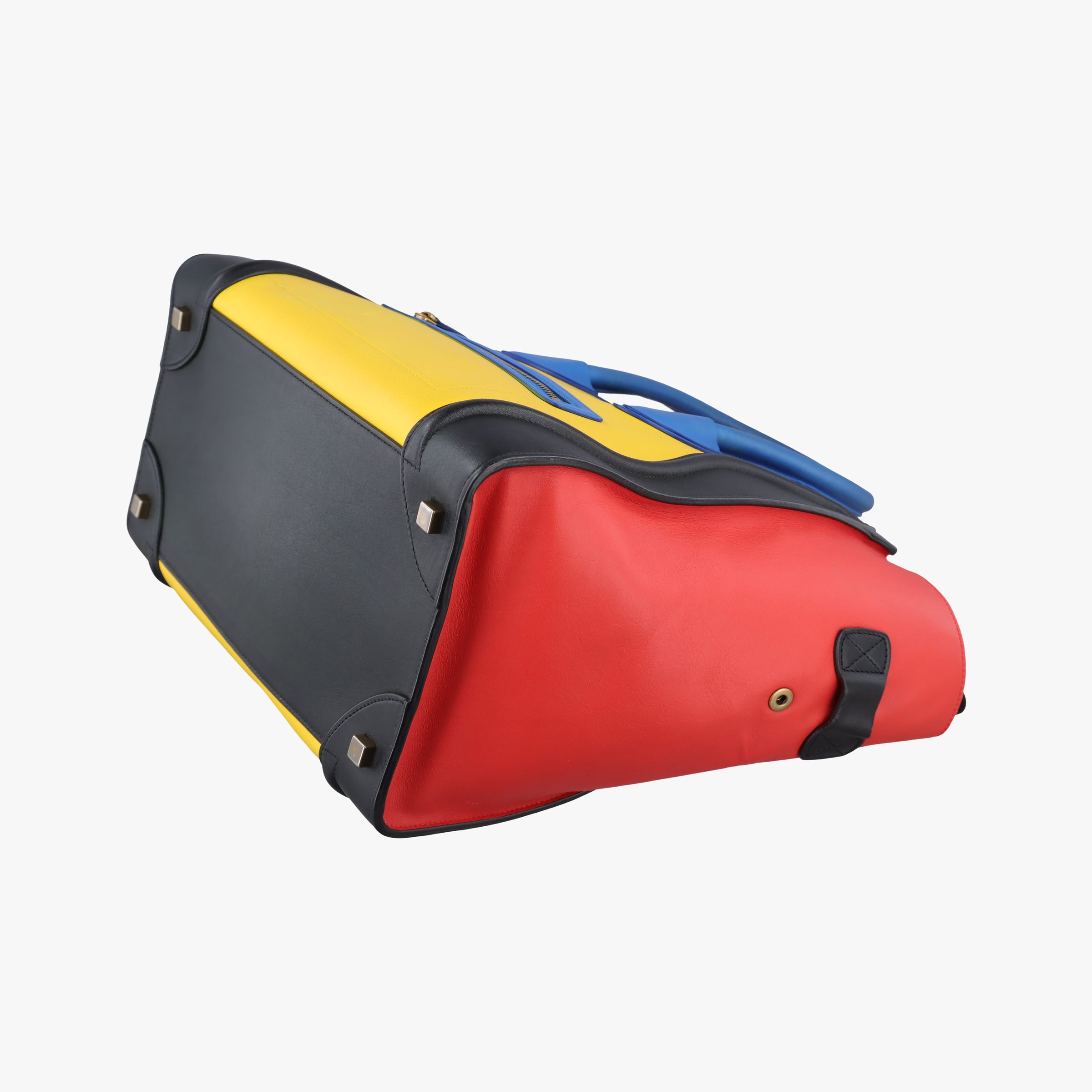 Vintage Celine Luggage Micro shopper Yellow × Black × Orange × Blu Leather  handbag | stylenewstar