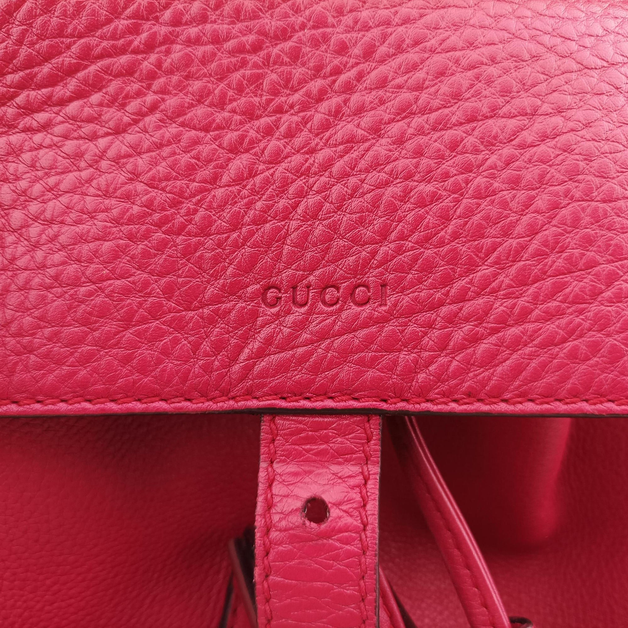 Pre-owned Gucci Bamboo fringe tassel Red Leather 387149 backpack/rucksack | stylenewstar