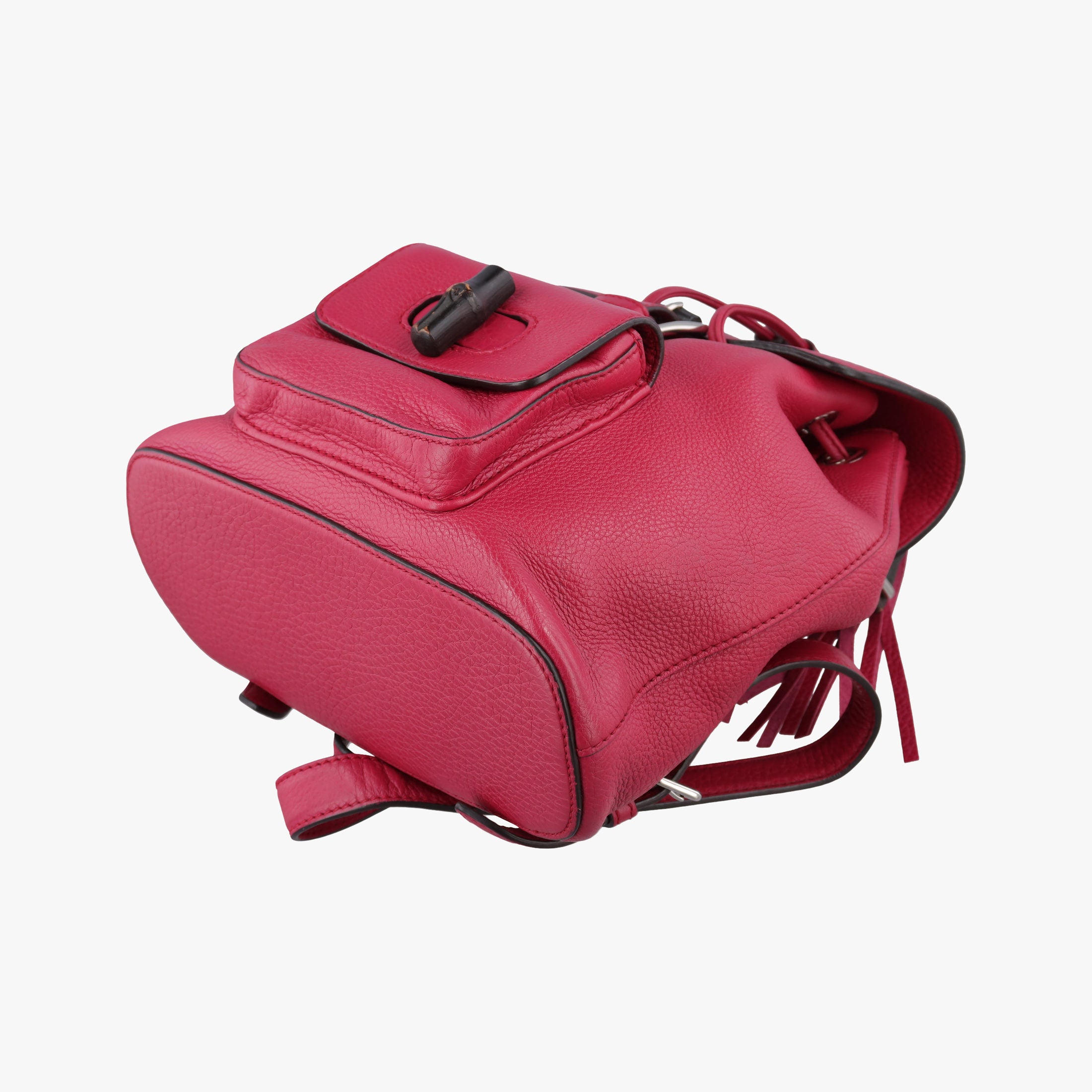 Pre-owned Gucci Bamboo fringe tassel Red Leather 387149 backpack/rucksack | stylenewstar