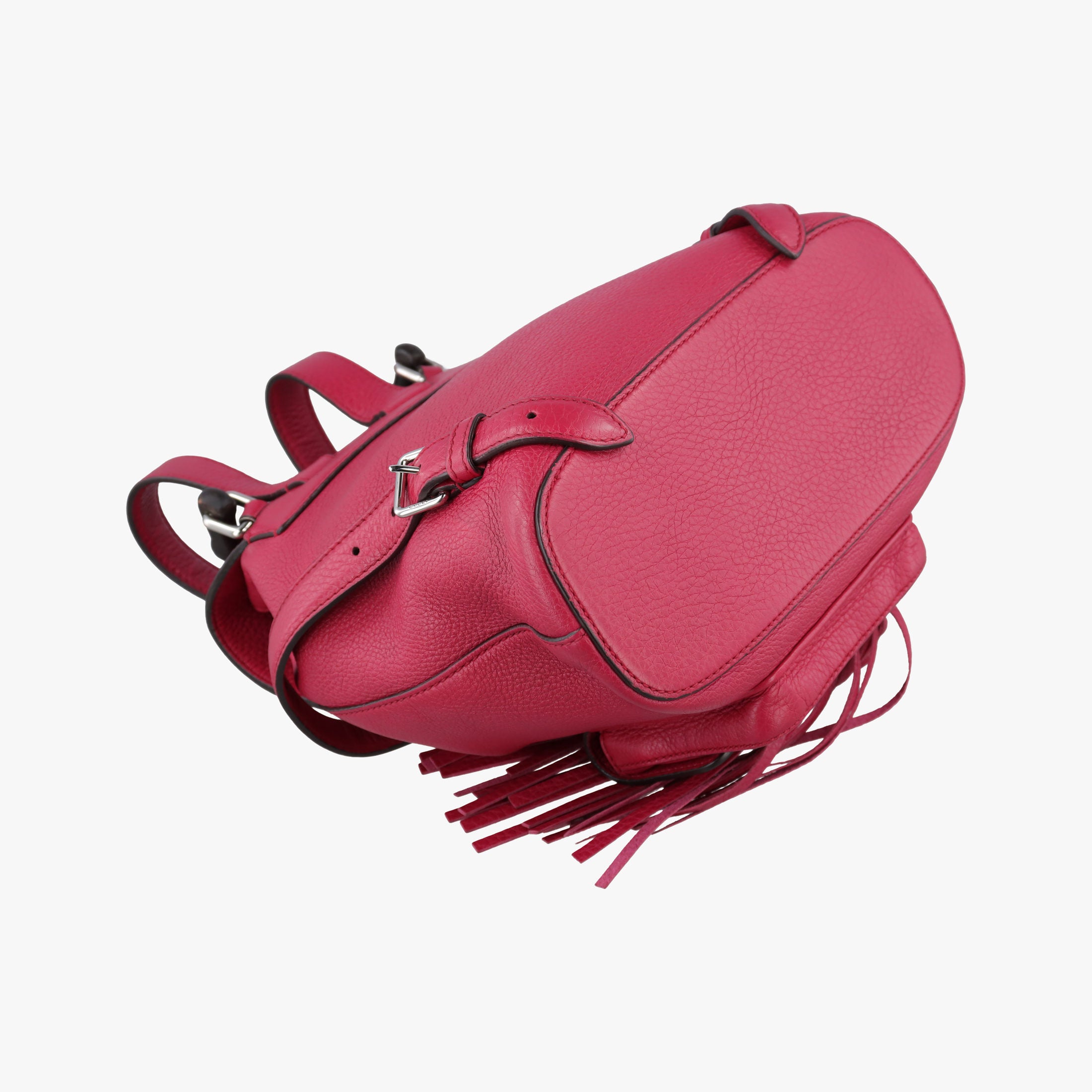 Pre-owned Gucci Bamboo fringe tassel Red Leather 387149 backpack/rucksack | stylenewstar