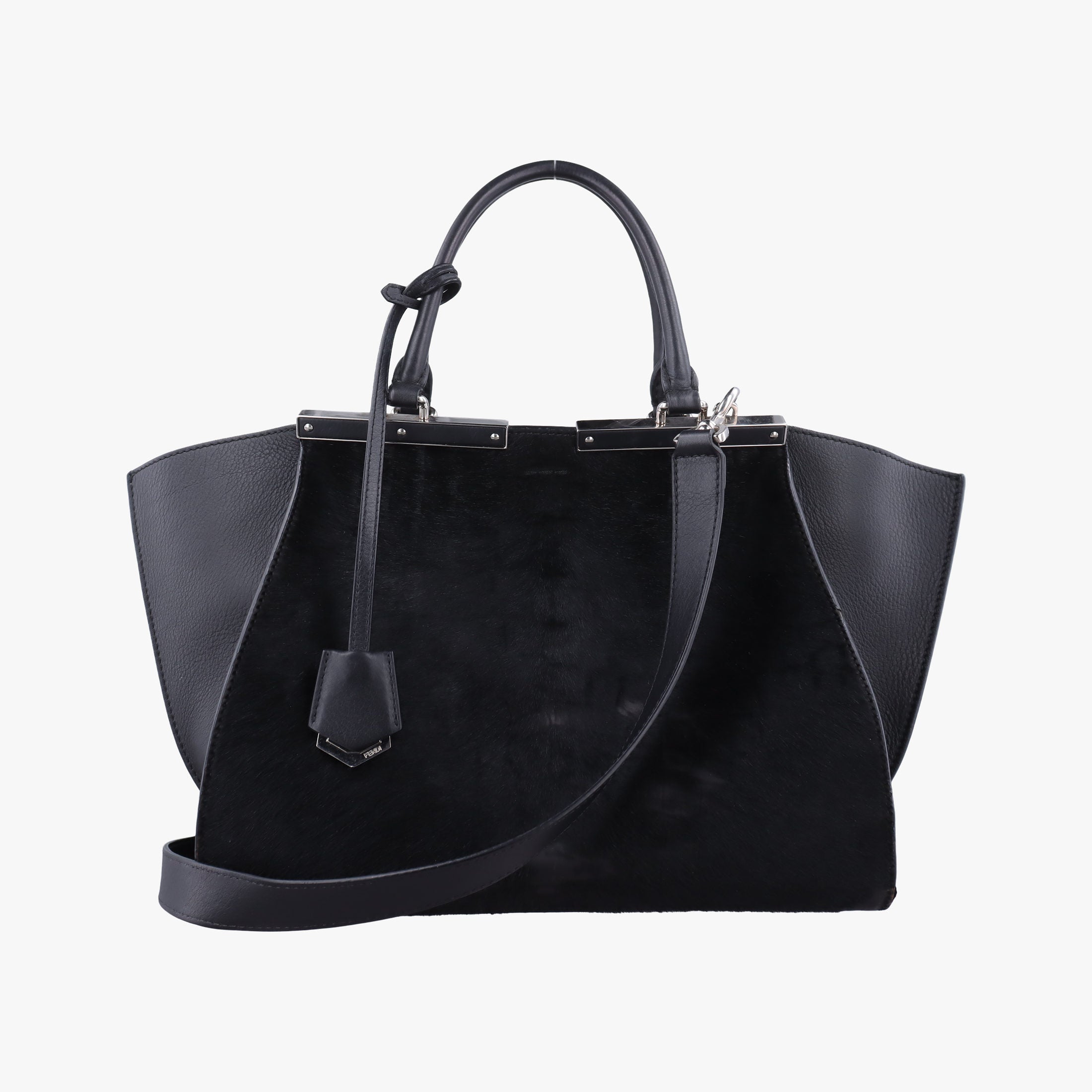 Vintage Fendi Troyage Trois Jours Black Leather  × ponyhair 8BH279 shoulderbag | stylenewstar