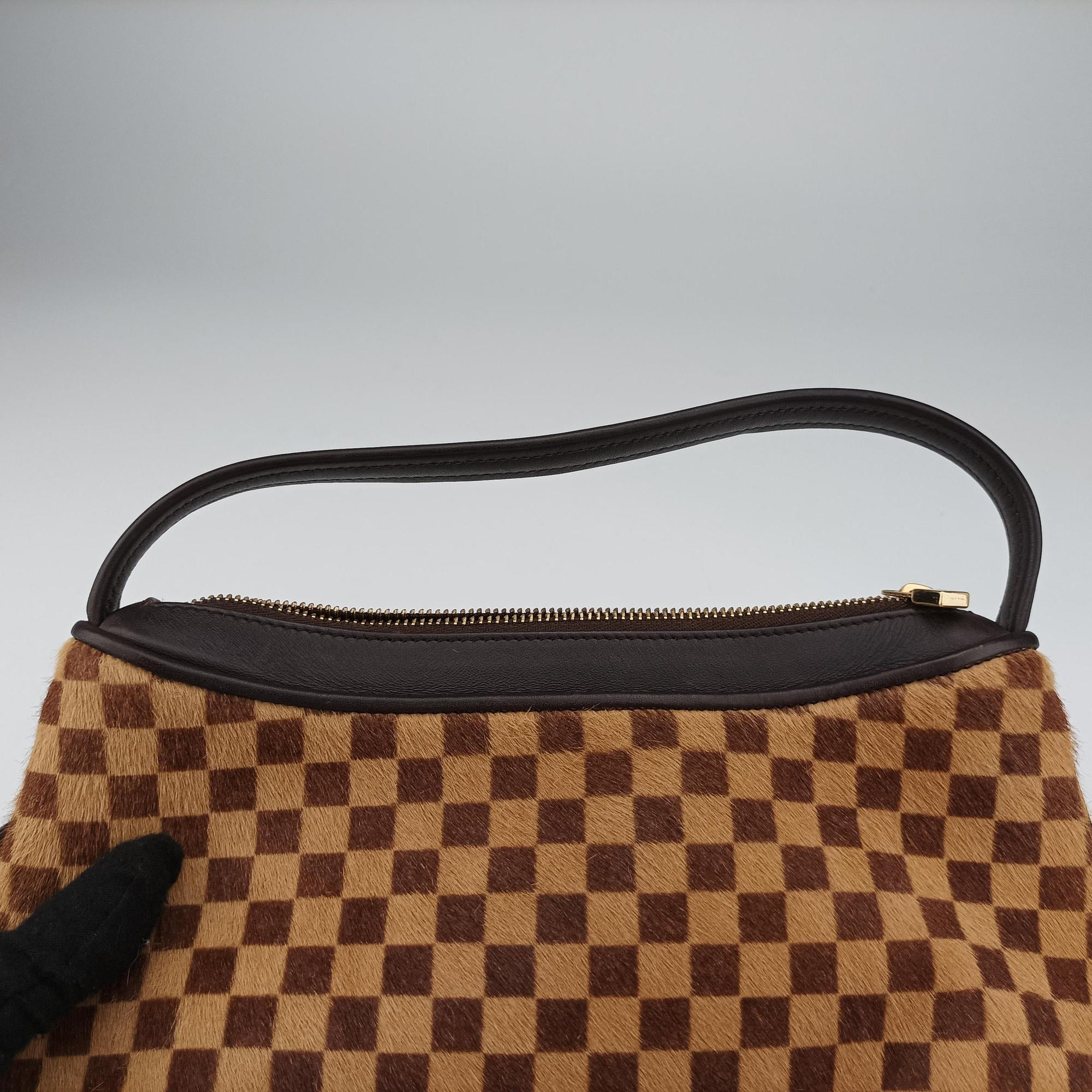 Pre-owned Louis Vuitton Damier Sauvage Brown×Beige Ponyhair M92132 handbag | stylenewstar