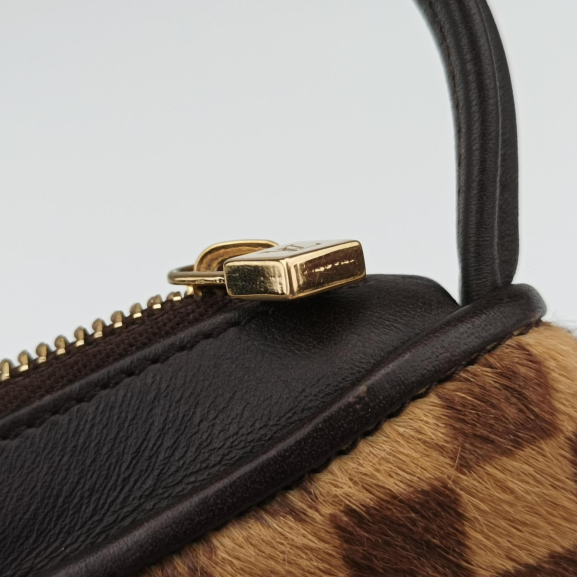 Pre-owned Louis Vuitton Damier Sauvage Brown×Beige Ponyhair M92132 handbag | stylenewstar