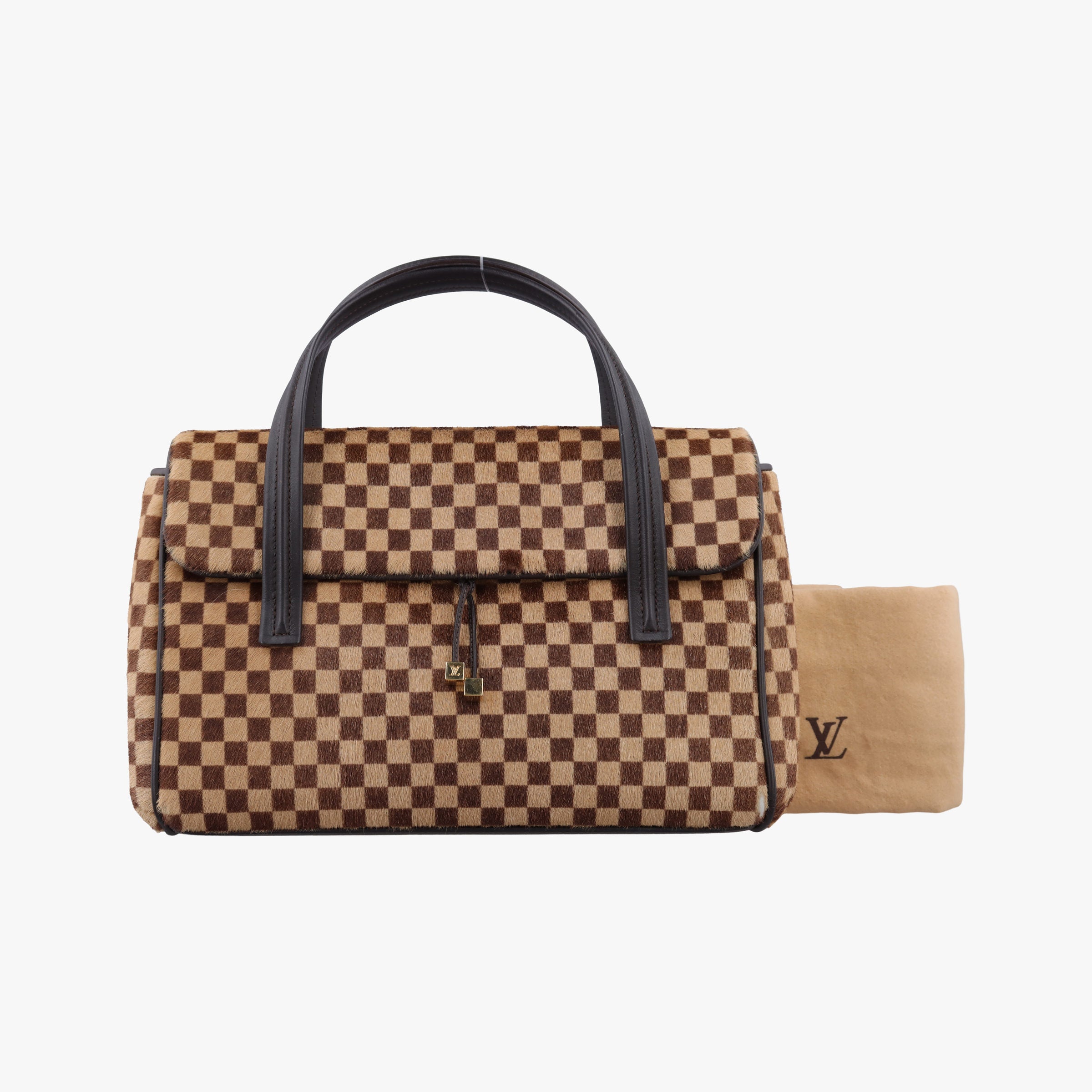 Pre-owned Louis Vuitton Lion Damier Sauvage Brown × Ebene × Checkerboard Pony Hair × Calf Leather M92131 handbag | stylenewstar