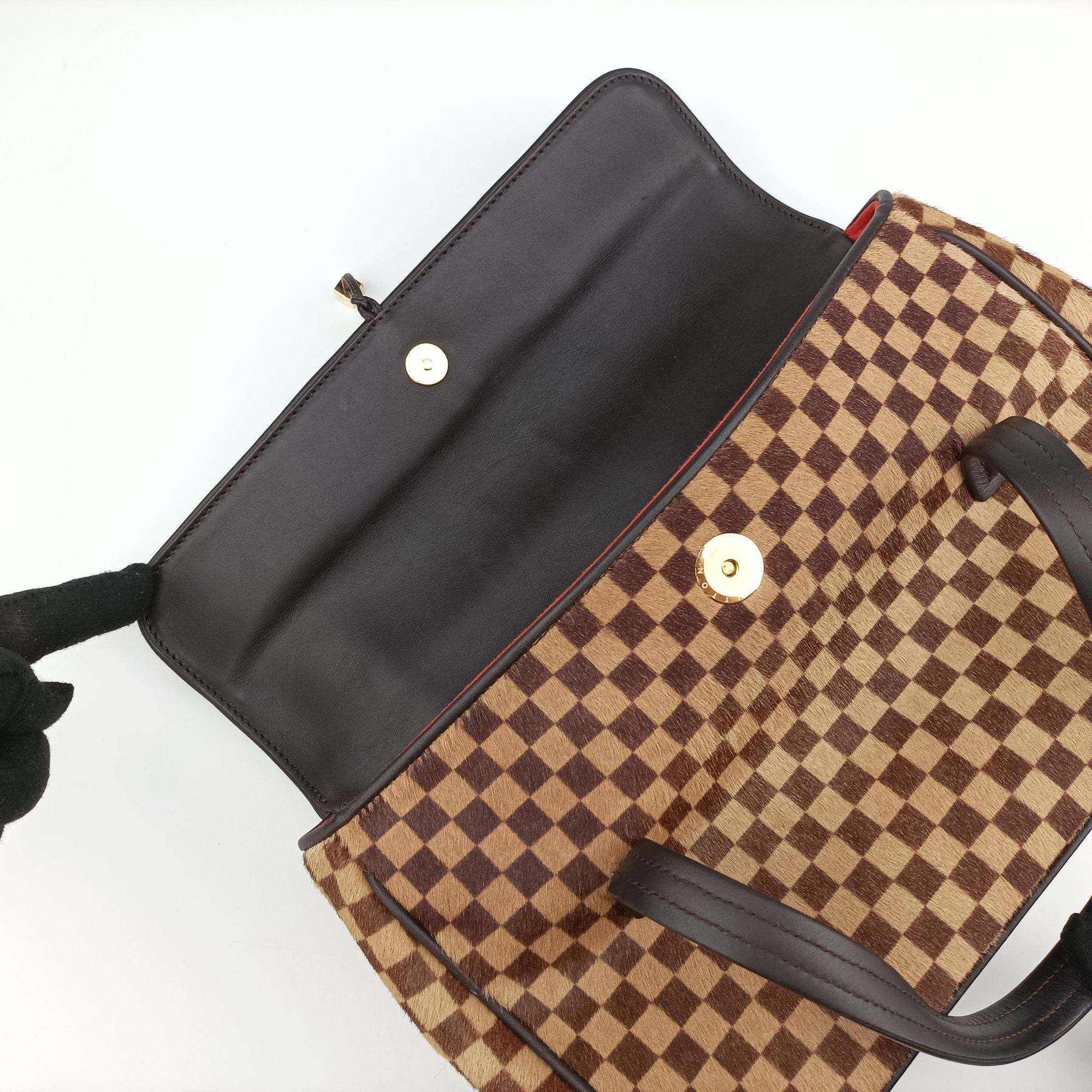 Pre-owned Louis Vuitton Lion Damier Sauvage Brown × Ebene × Checkerboard Pony Hair × Calf Leather M92131 handbag | stylenewstar
