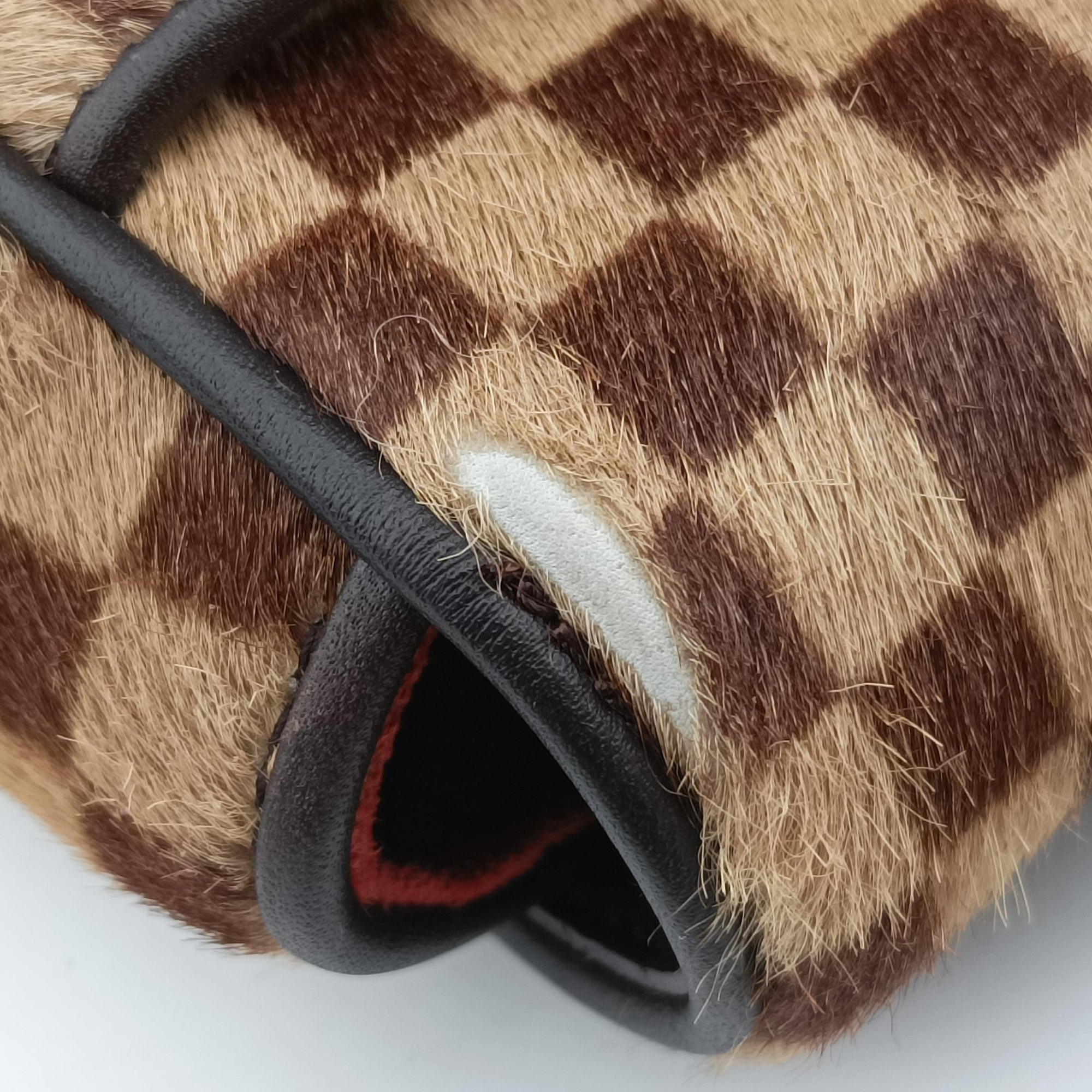 Pre-owned Louis Vuitton Lion Damier Sauvage Brown × Ebene × Checkerboard Pony Hair × Calf Leather M92131 handbag | stylenewstar