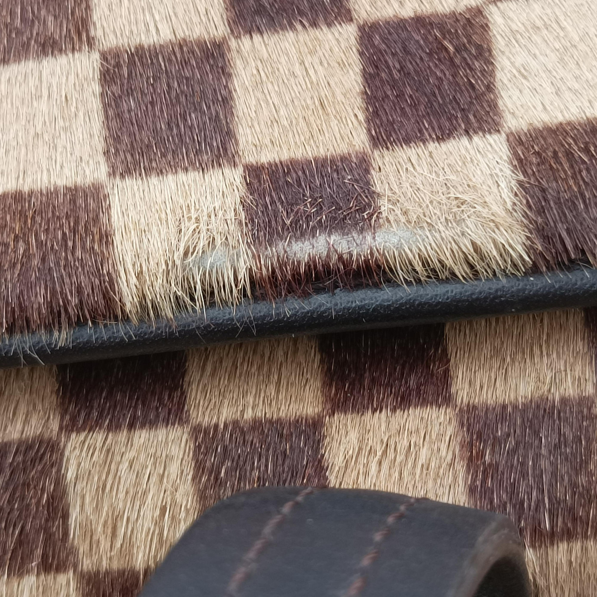 Pre-owned Louis Vuitton Lion Damier Sauvage Brown × Ebene × Checkerboard Pony Hair × Calf Leather M92131 handbag | stylenewstar