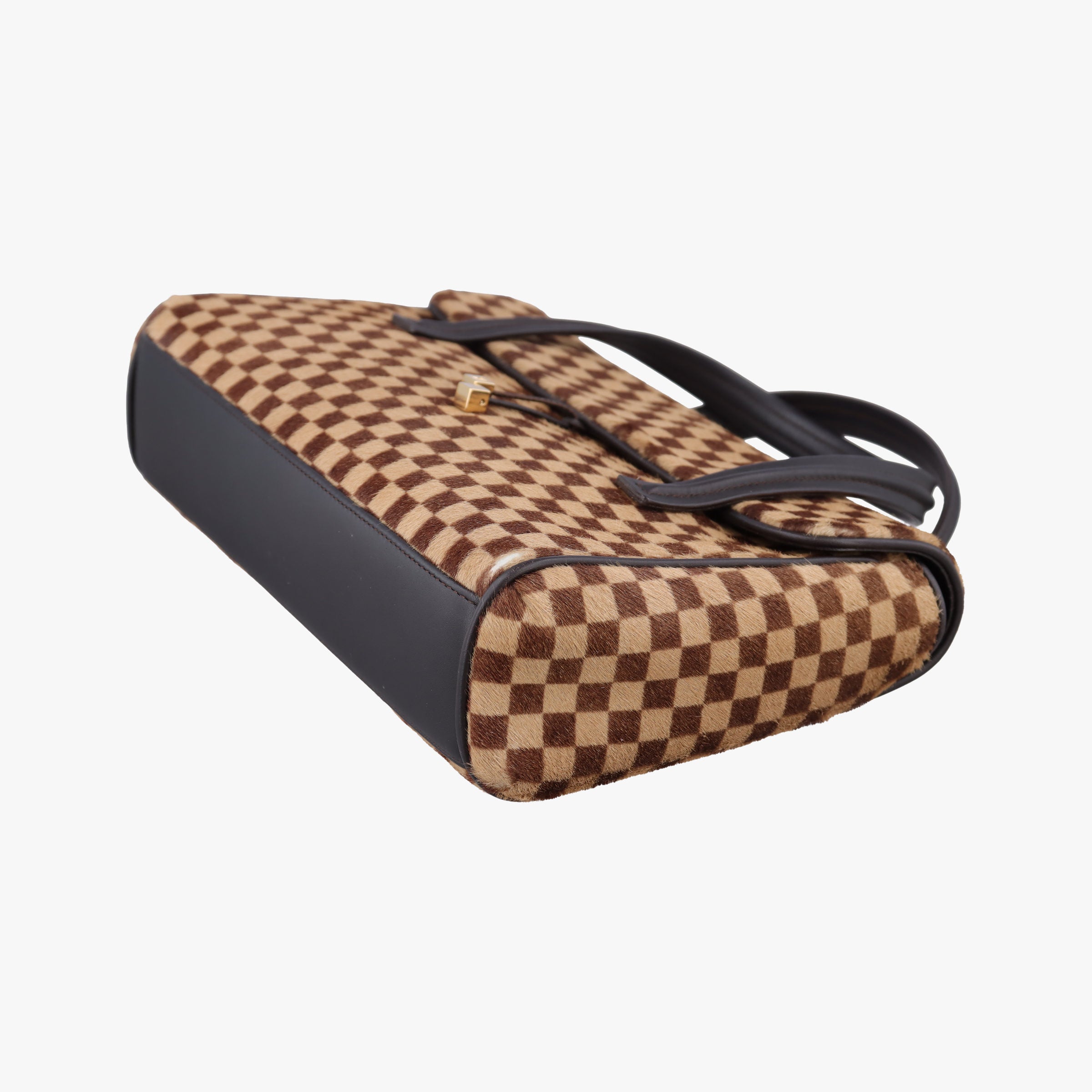 Pre-owned Louis Vuitton Lion Damier Sauvage Brown × Ebene × Checkerboard Pony Hair × Calf Leather M92131 handbag | stylenewstar