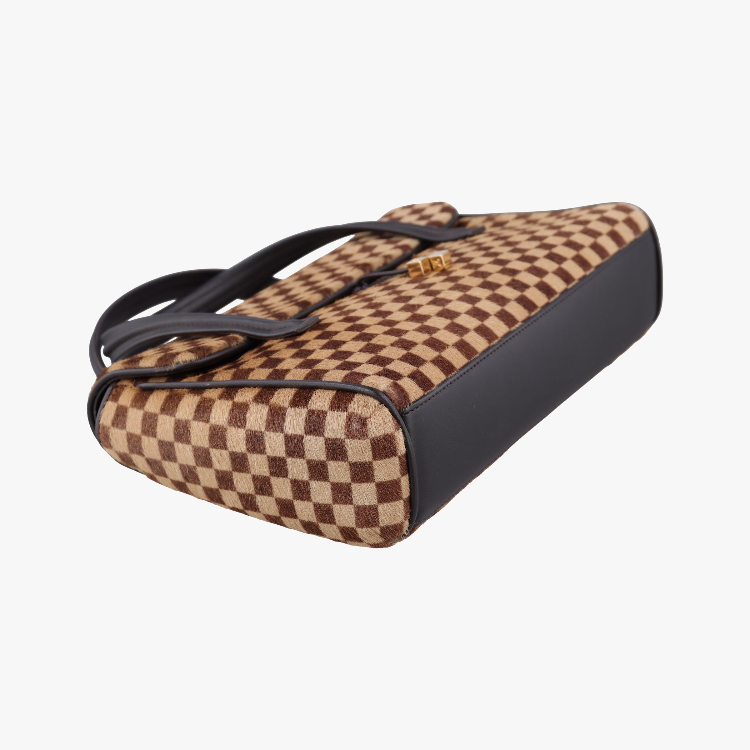 Pre-owned Louis Vuitton Lion Damier Sauvage Brown × Ebene × Checkerboard Pony Hair × Calf Leather M92131 handbag | stylenewstar