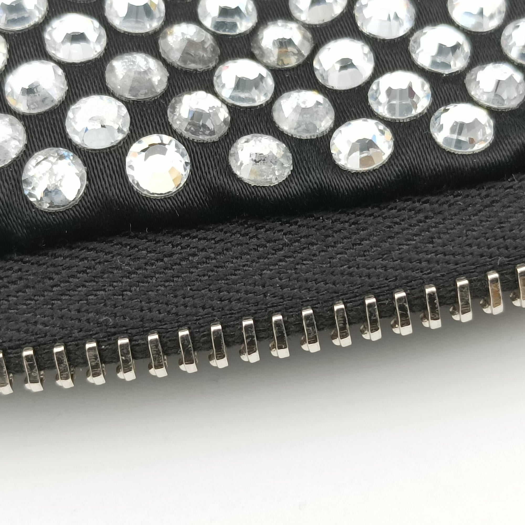 Pre-owned Prada Triangle Crystal Black Leather 1NR015 shoulderbag | stylenewstar