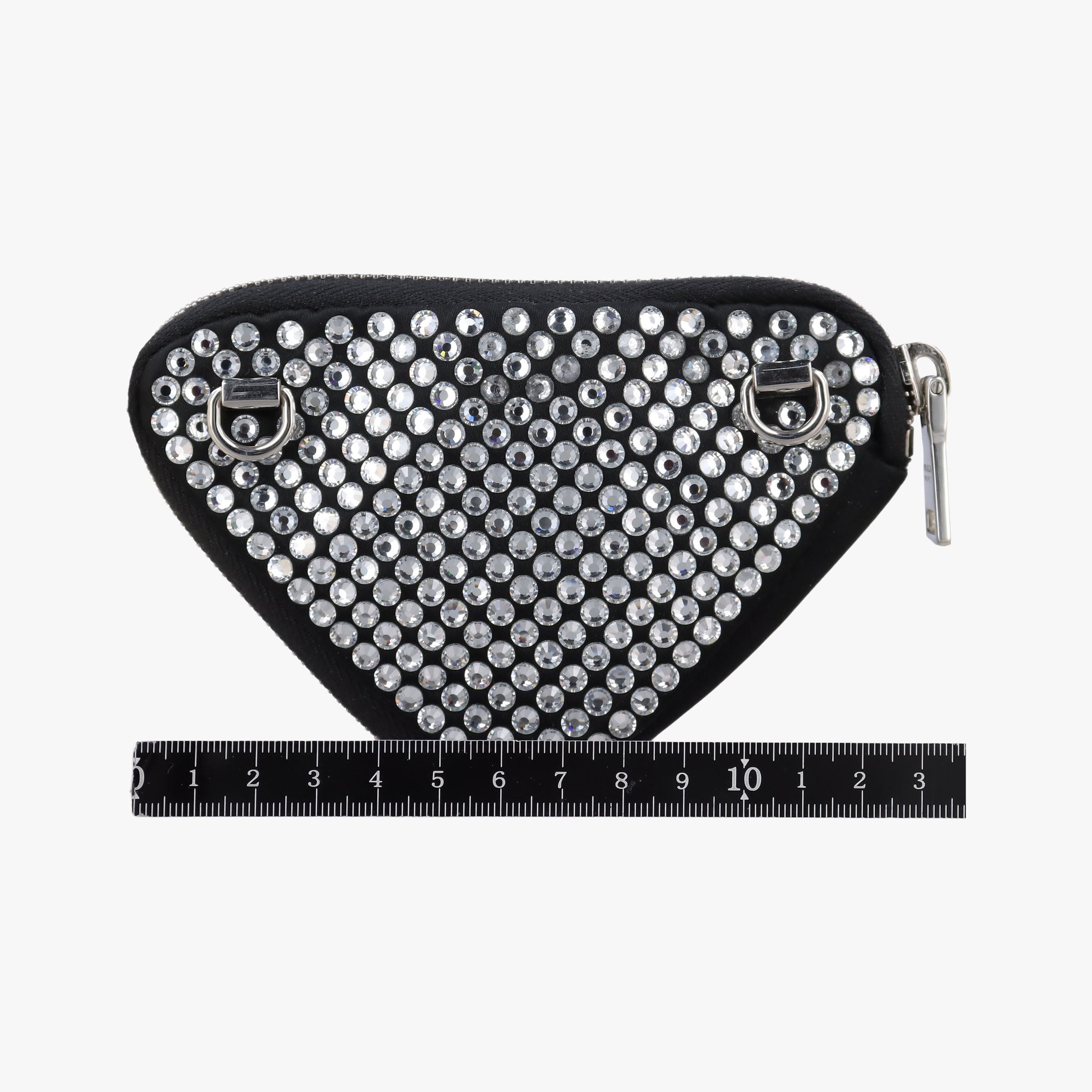 Pre-owned Prada Triangle Crystal Black Leather 1NR015 shoulderbag | stylenewstar