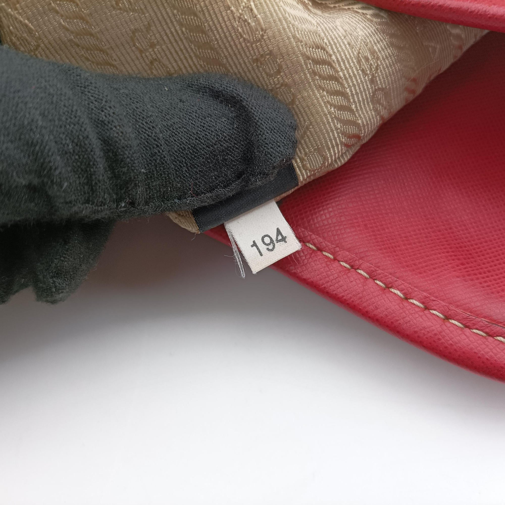 Secondhand Prada logo jacquard Brown×Red Canvas × SAFFIANO Leather  shoulderbag | stylenewstar