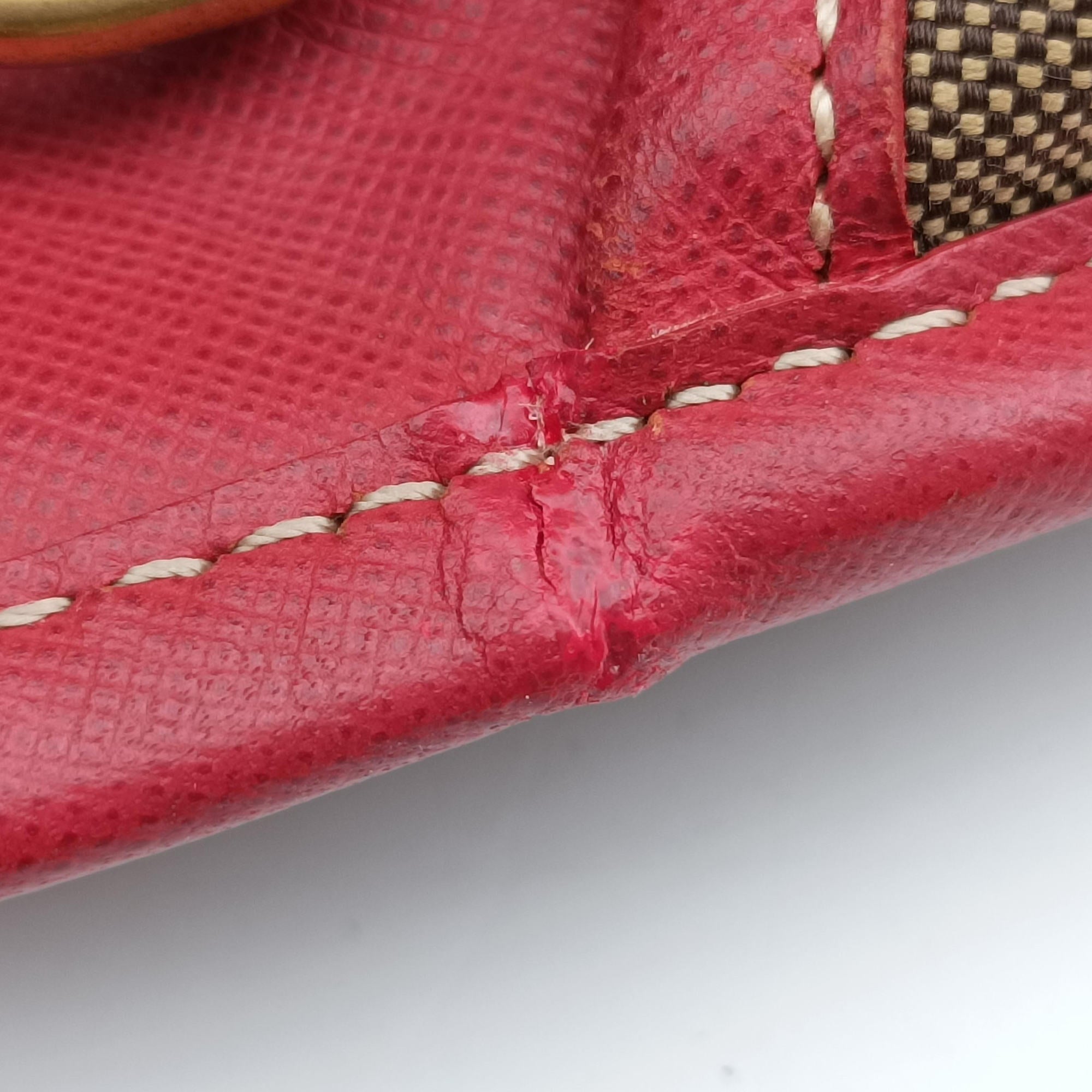 Secondhand Prada logo jacquard Brown×Red Canvas × SAFFIANO Leather  shoulderbag | stylenewstar