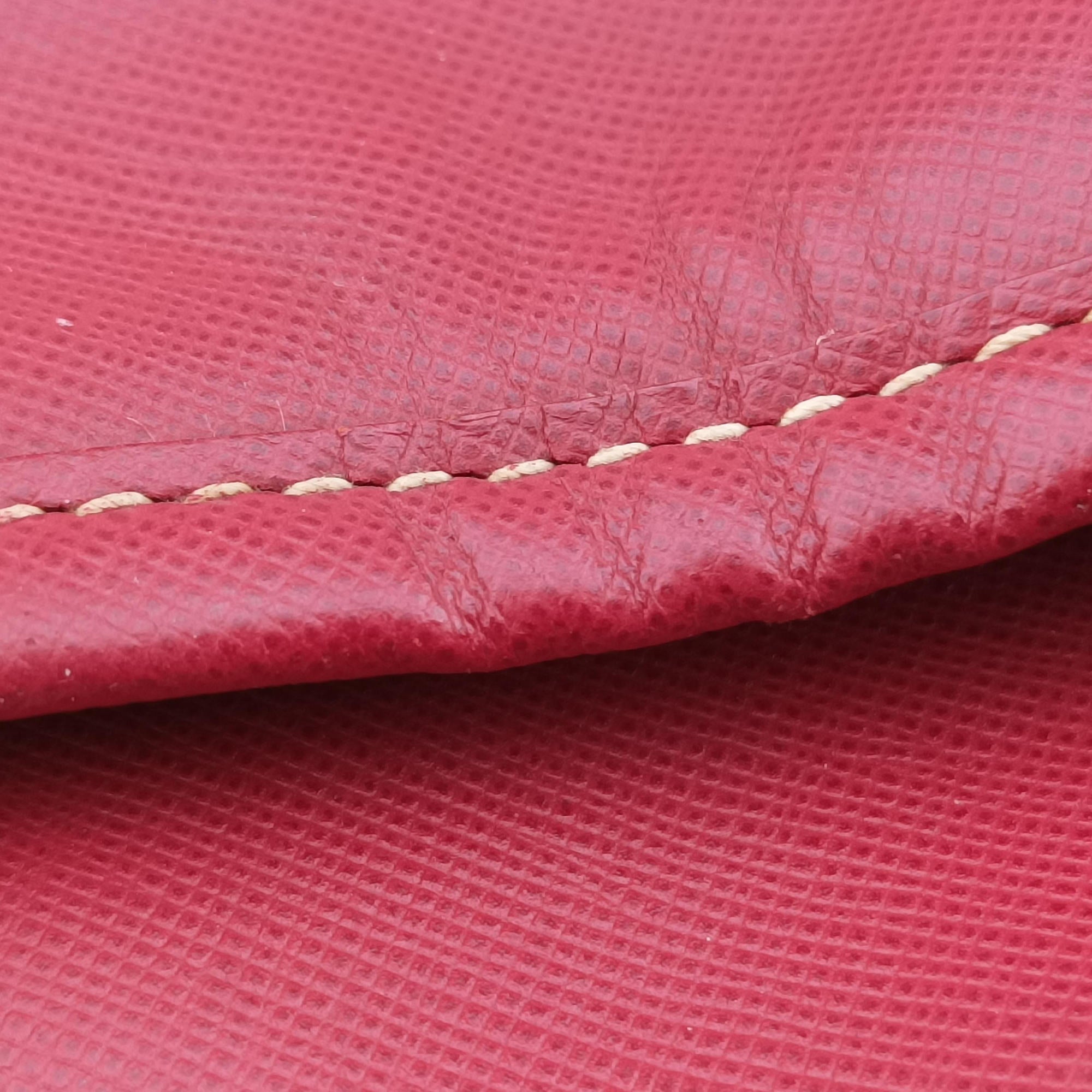 Secondhand Prada logo jacquard Brown×Red Canvas × SAFFIANO Leather  shoulderbag | stylenewstar