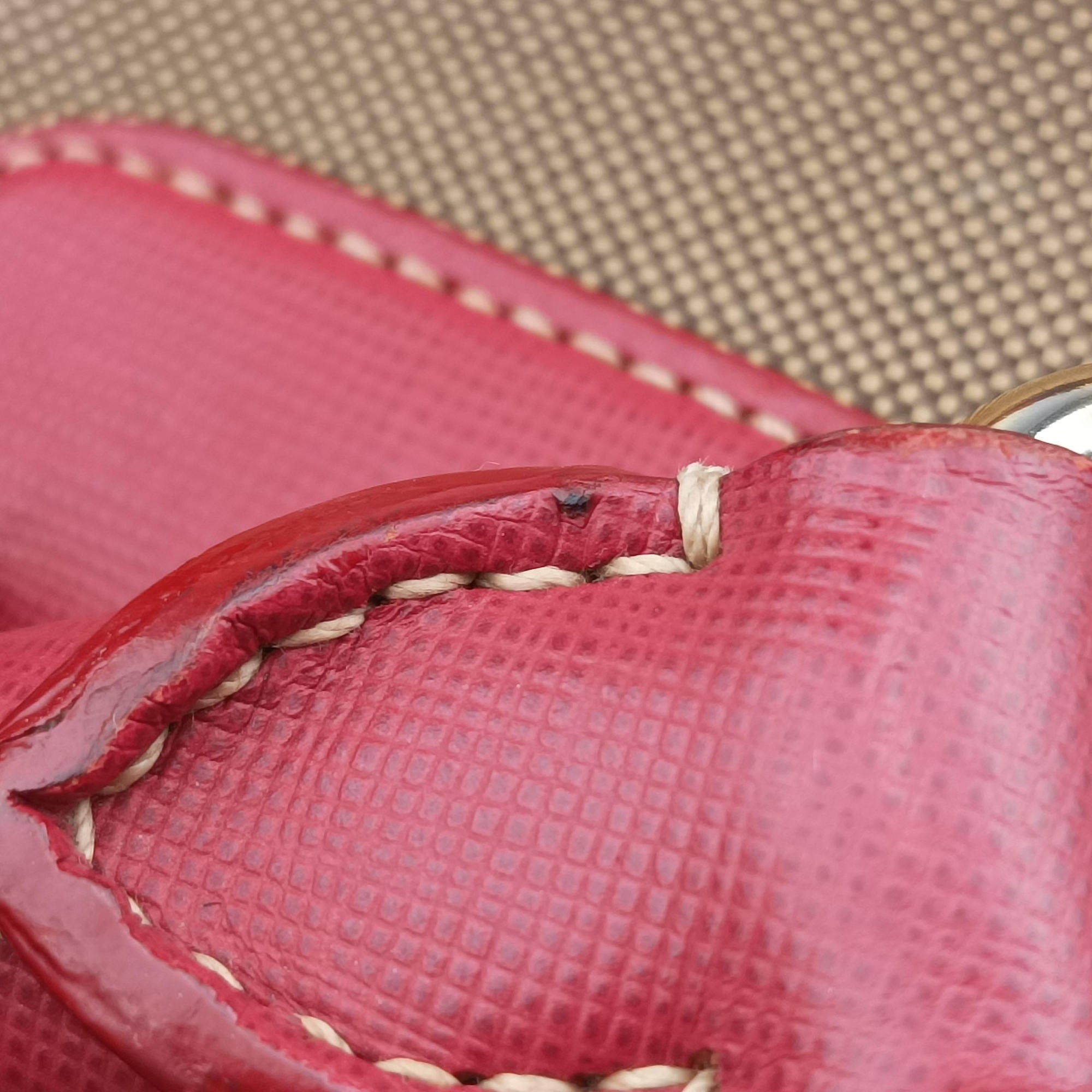 Secondhand Prada logo jacquard Brown×Red Canvas × SAFFIANO Leather  shoulderbag | stylenewstar