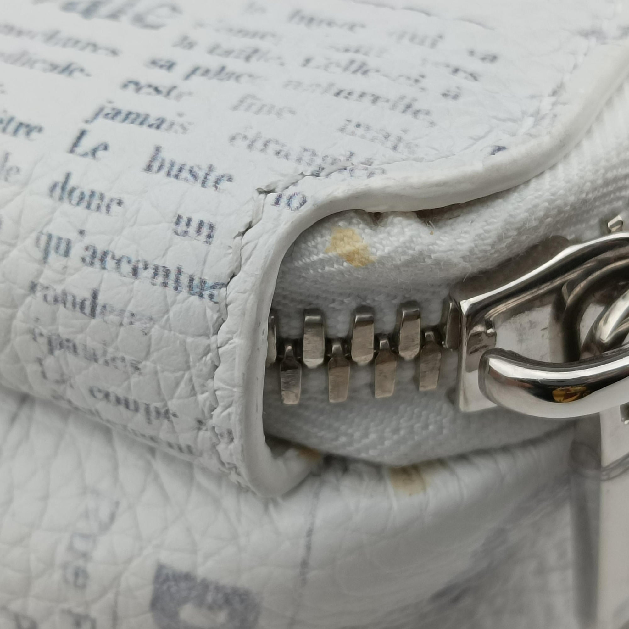 Secondhand Christian Dior Daniel Arsham collaboration Newspaper Print White Leather  shoulderbag | stylenewstar