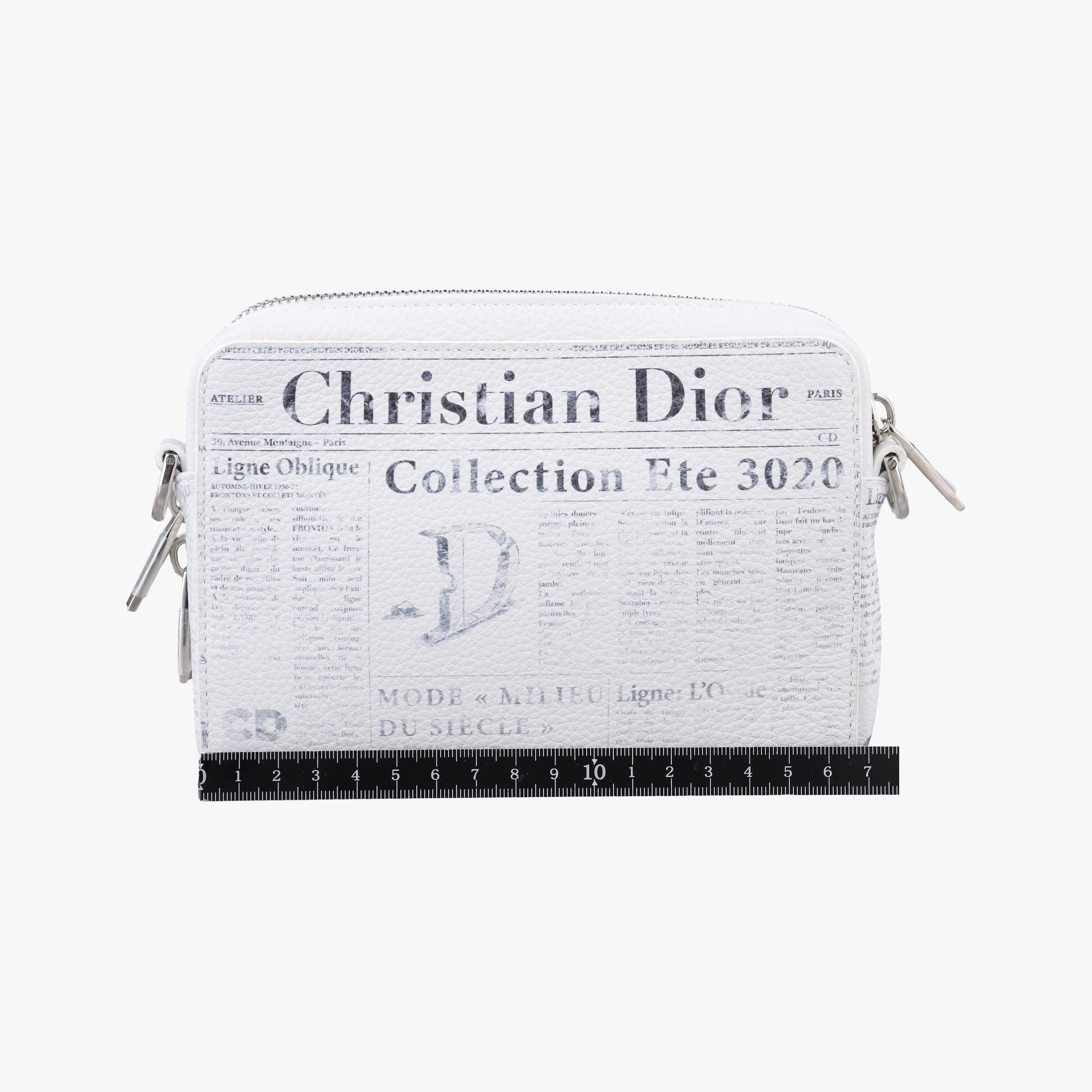 Secondhand Christian Dior Daniel Arsham collaboration Newspaper Print White Leather  shoulderbag | stylenewstar