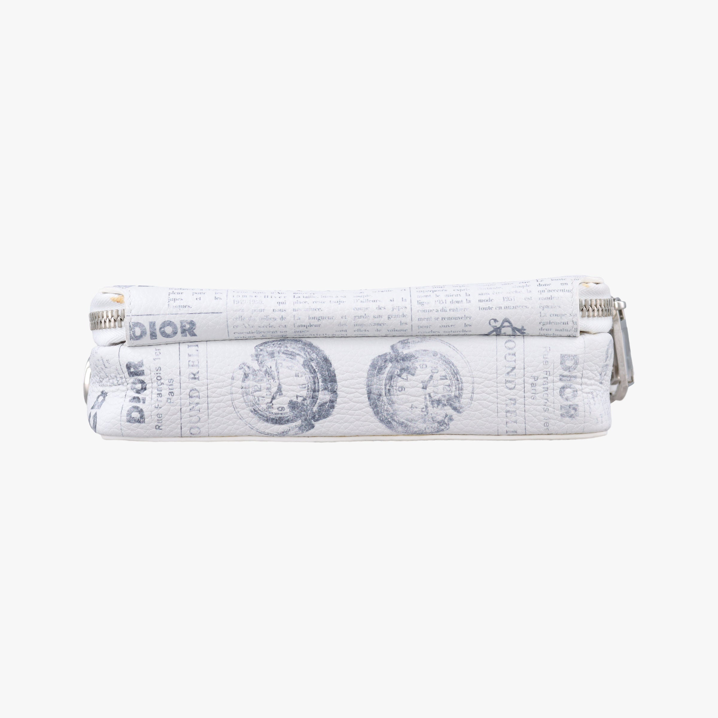 Secondhand Christian Dior Daniel Arsham collaboration Newspaper Print White Leather  shoulderbag | stylenewstar