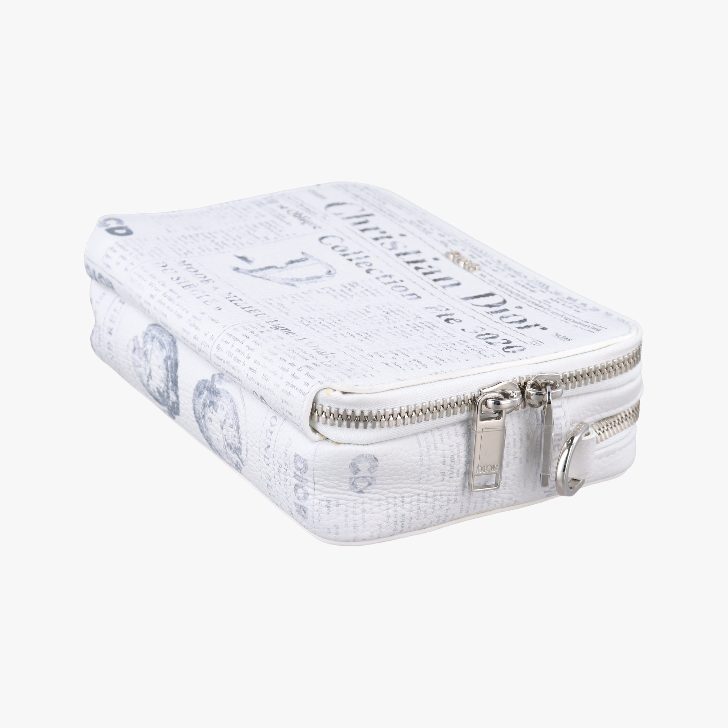 Secondhand Christian Dior Daniel Arsham collaboration Newspaper Print White Leather  shoulderbag | stylenewstar
