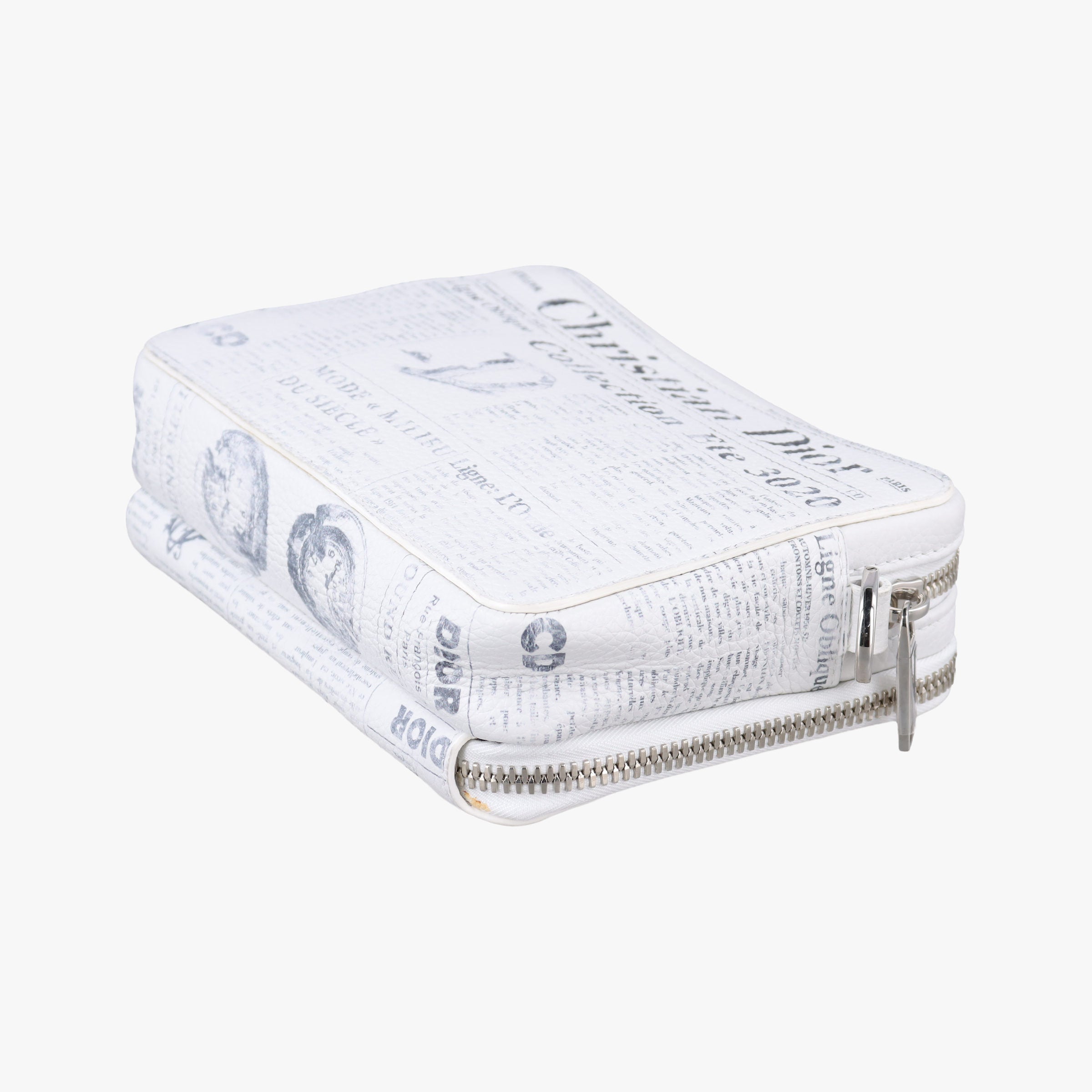 Secondhand Christian Dior Daniel Arsham collaboration Newspaper Print White Leather  shoulderbag | stylenewstar