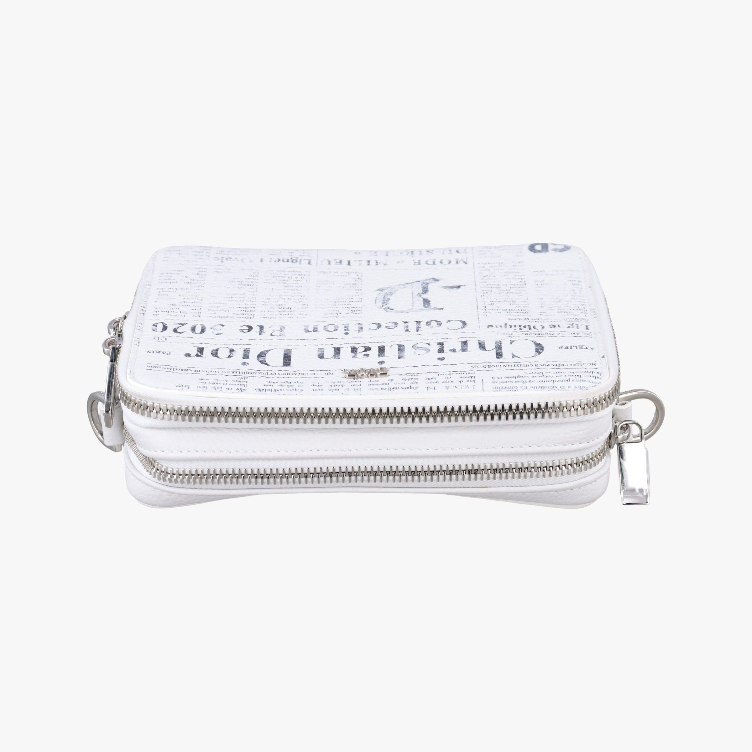 Secondhand Christian Dior Daniel Arsham collaboration Newspaper Print White Leather  shoulderbag | stylenewstar