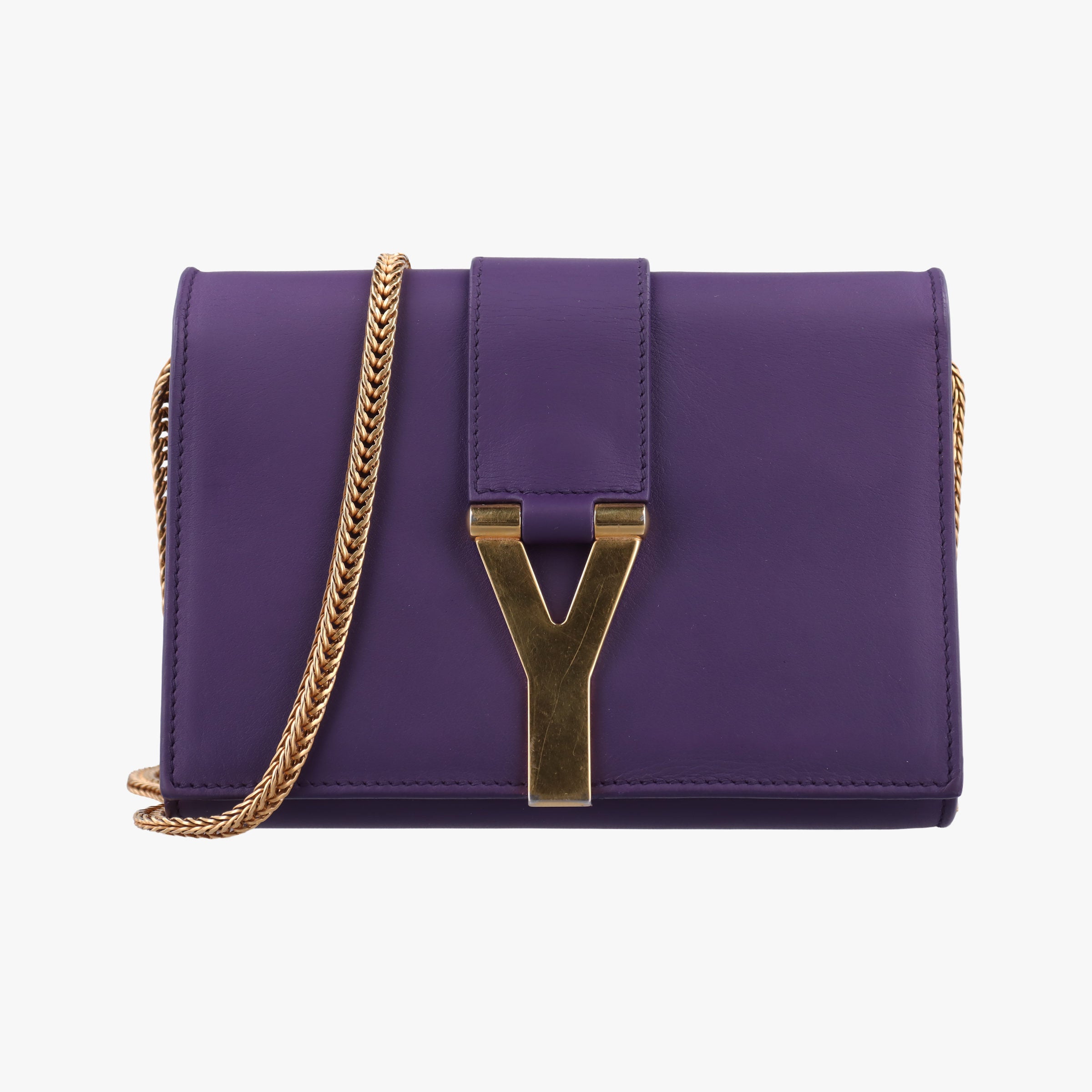 Pre-owned Yves Saint Laurent ChYc Mini Y Line Purple Leather 311215 shoulderbag | stylenewstar