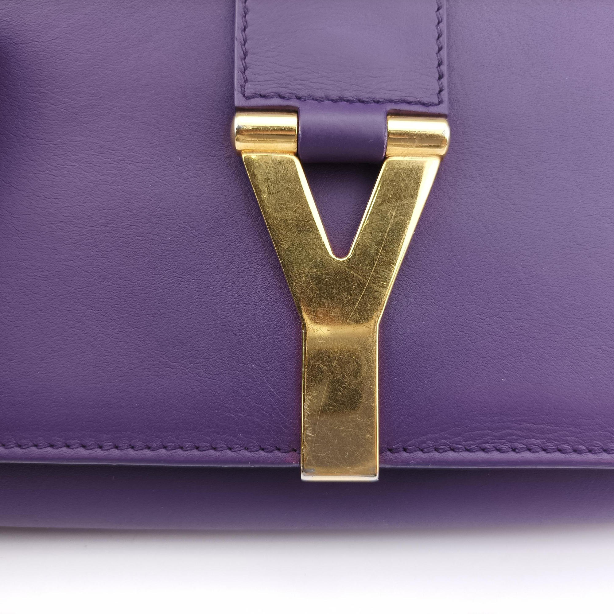 Pre-owned Yves Saint Laurent ChYc Mini Y Line Purple Leather 311215 shoulderbag | stylenewstar