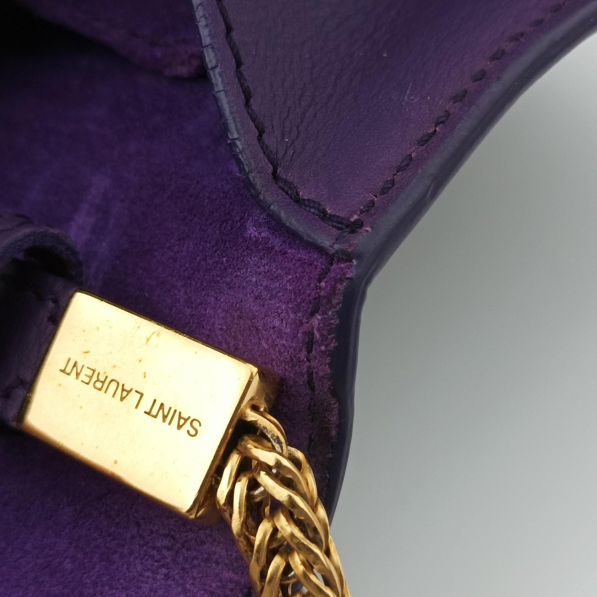 Pre-owned Yves Saint Laurent ChYc Mini Y Line Purple Leather 311215 shoulderbag | stylenewstar