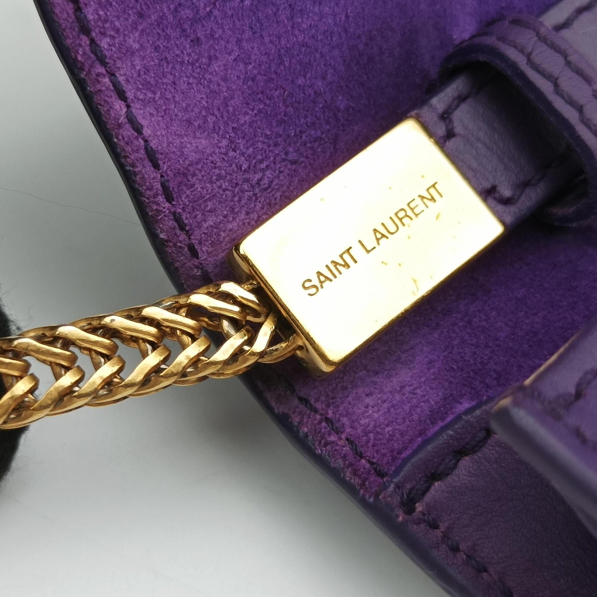 Pre-owned Yves Saint Laurent ChYc Mini Y Line Purple Leather 311215 shoulderbag | stylenewstar