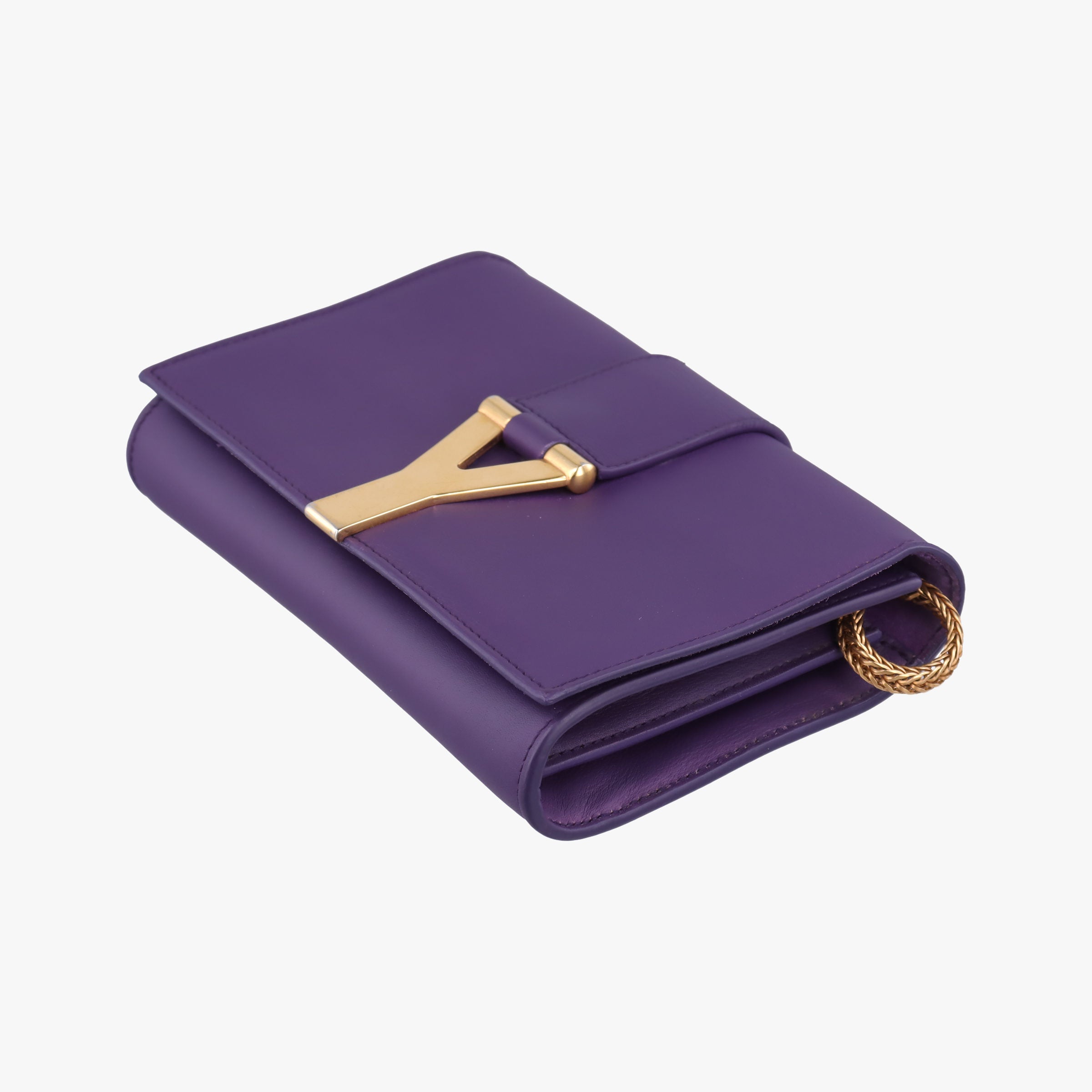 Pre-owned Yves Saint Laurent ChYc Mini Y Line Purple Leather 311215 shoulderbag | stylenewstar