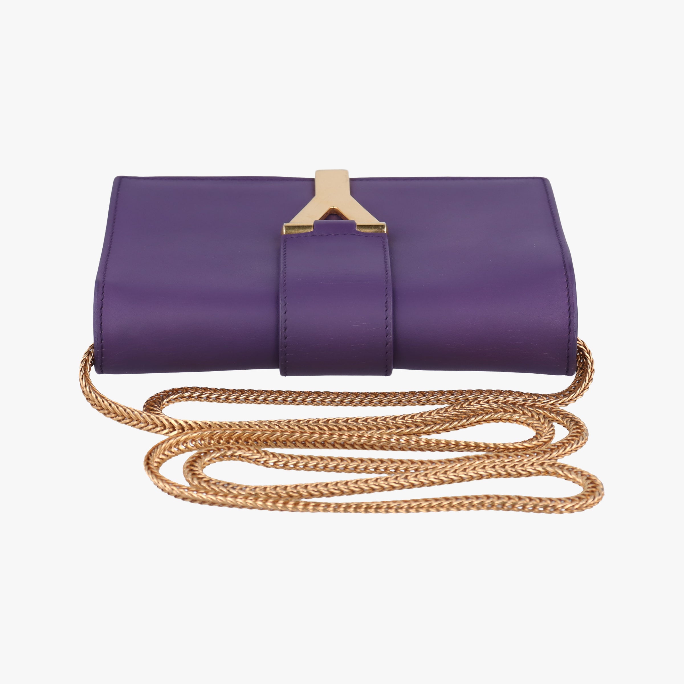 Pre-owned Yves Saint Laurent ChYc Mini Y Line Purple Leather 311215 shoulderbag | stylenewstar