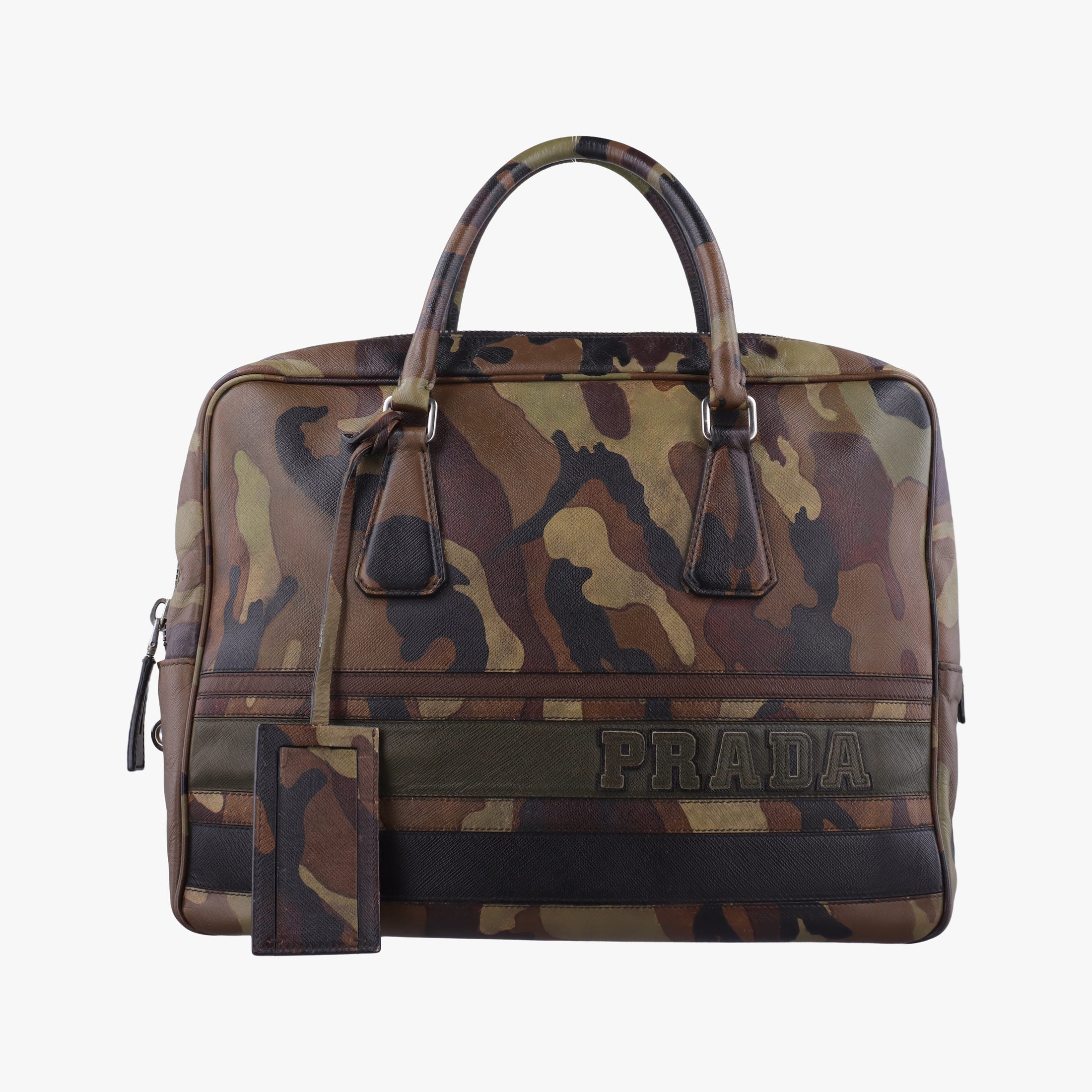 Pre-owned Prada Camouflage Print Business Multicolour SAFFIANO Leather  handbag | stylenewstar