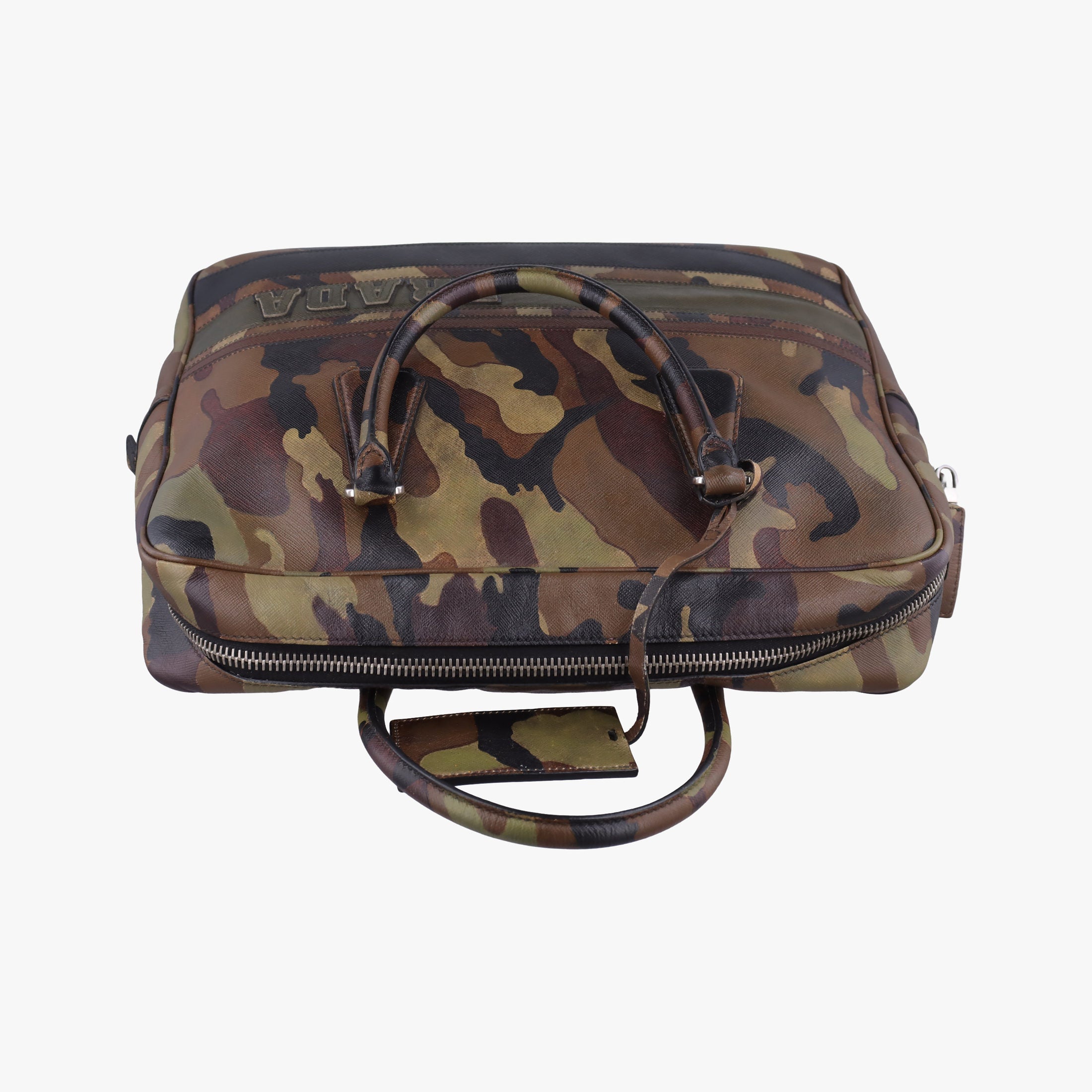 Pre-owned Prada Camouflage Print Business Multicolour SAFFIANO Leather  handbag | stylenewstar