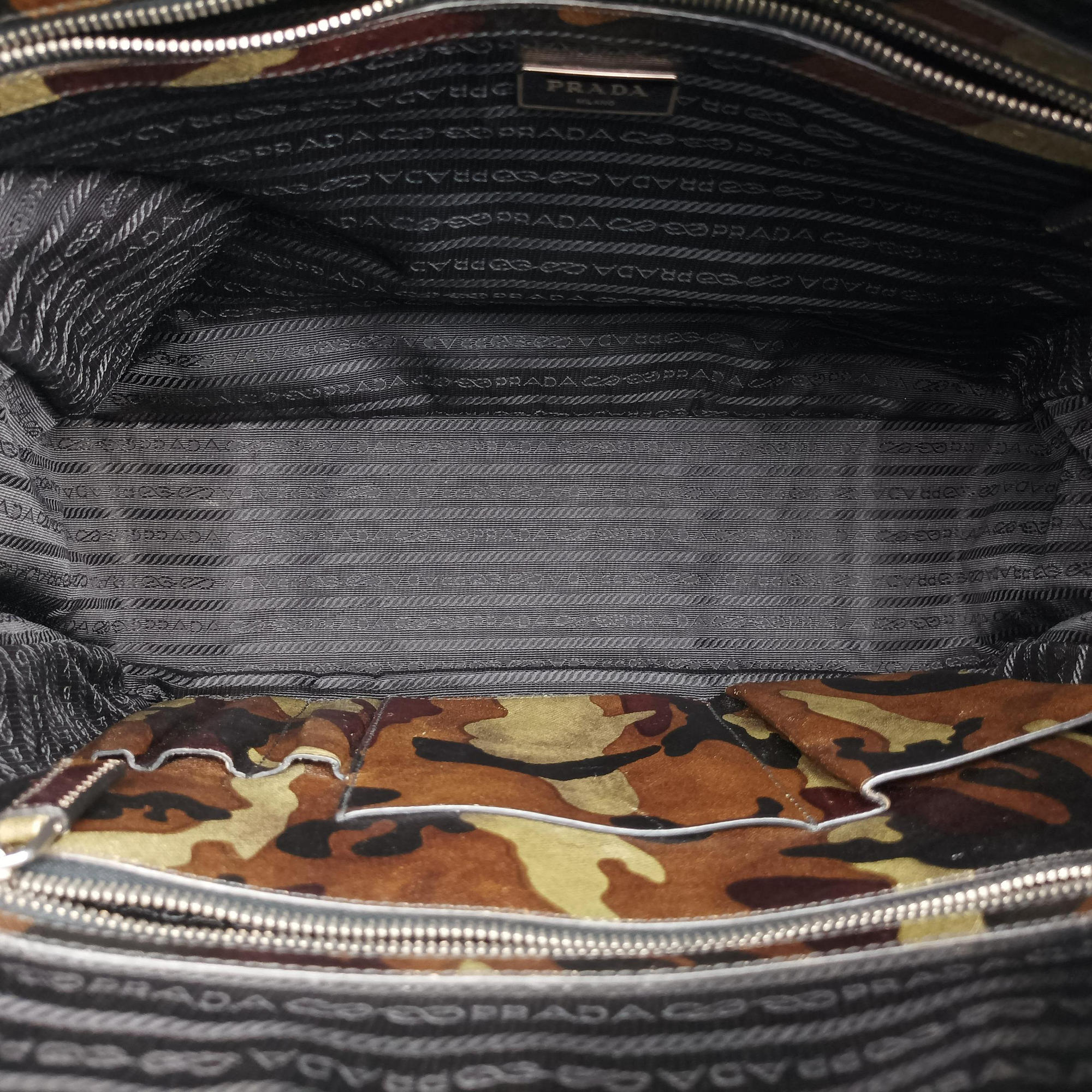 Pre-owned Prada Camouflage Print Business Multicolour SAFFIANO Leather  handbag | stylenewstar