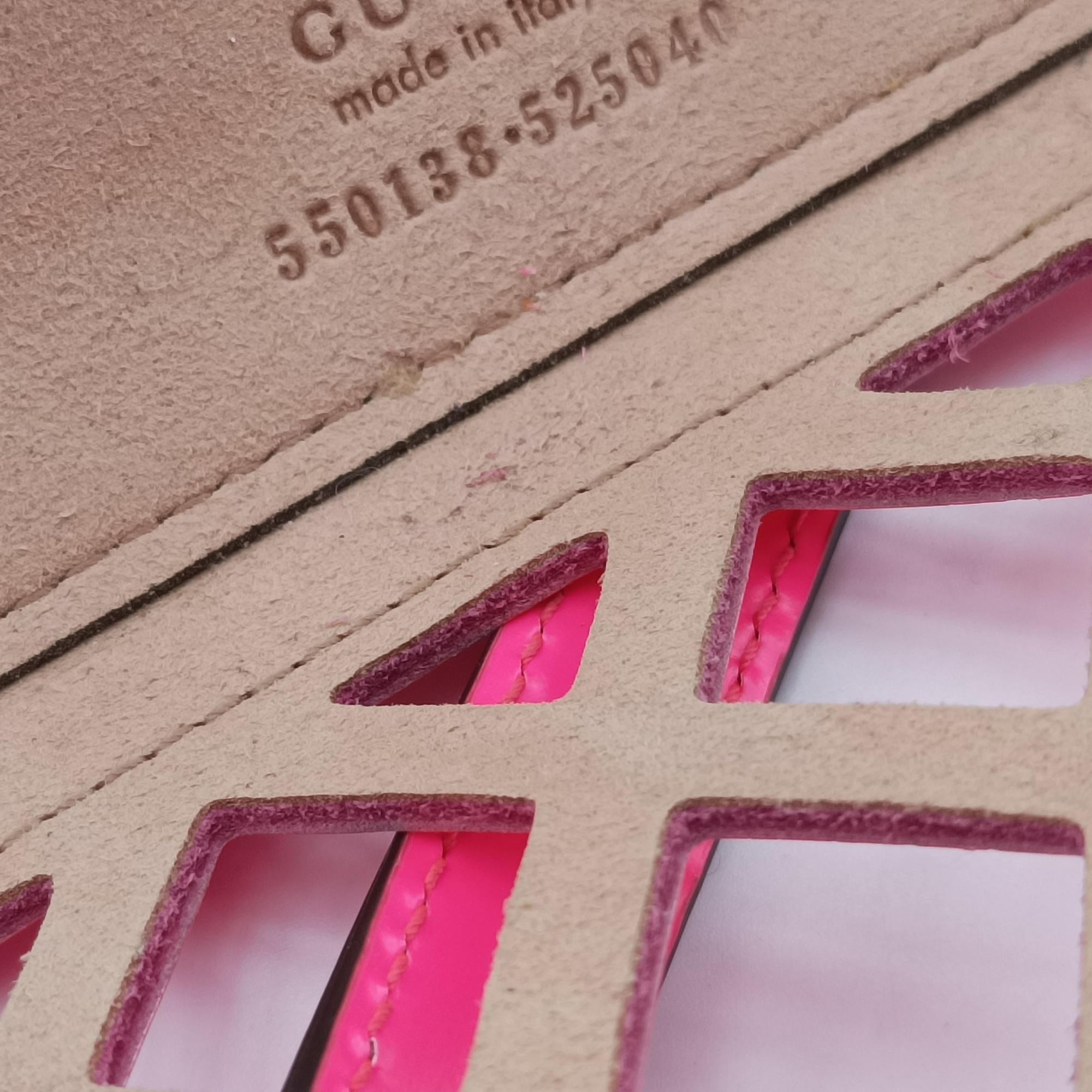 Pre-owned Gucci Cutout Floral Pink×multi Leather×canvas 550138 shoulderbag | stylenewstar