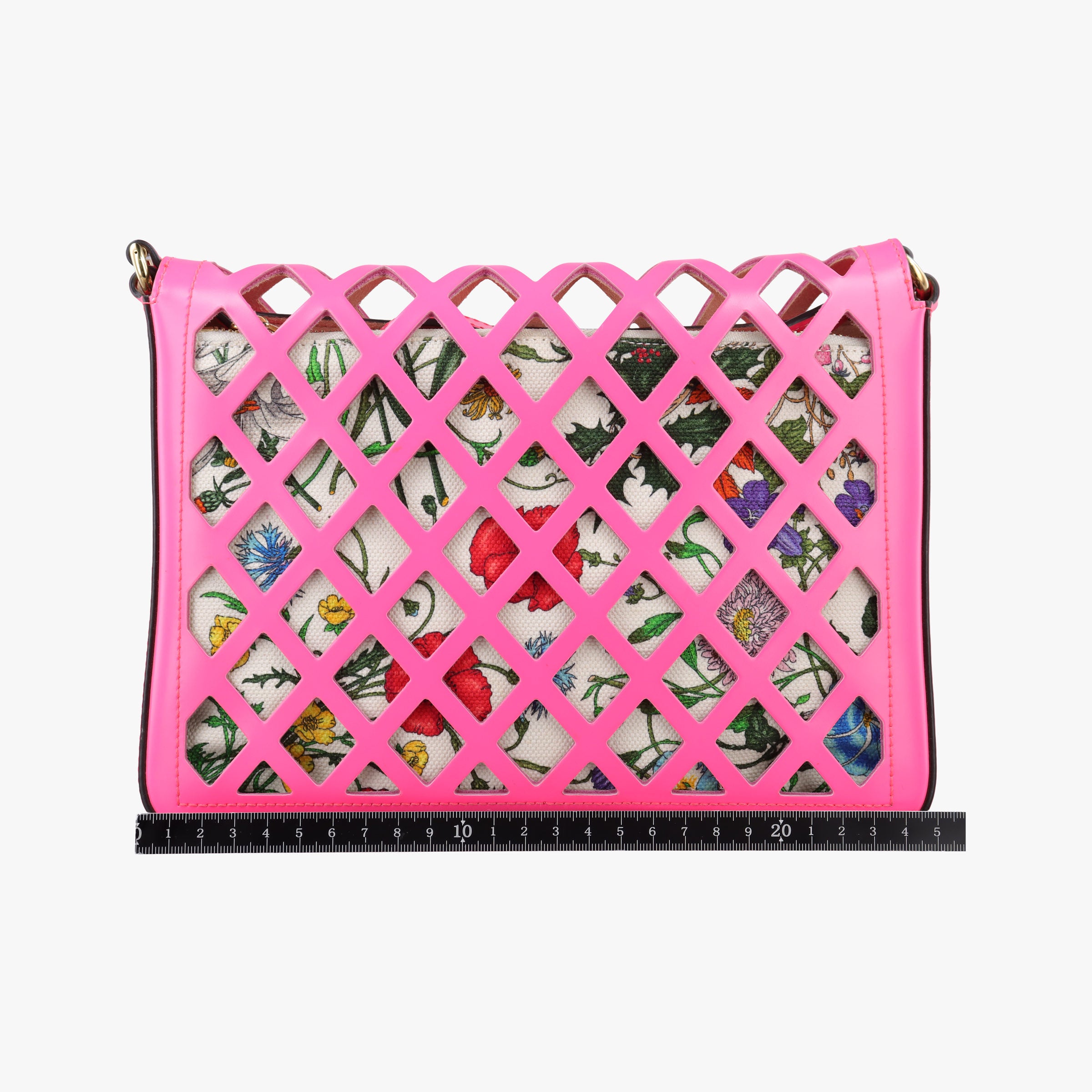 Pre-owned Gucci Cutout Floral Pink×multi Leather×canvas 550138 shoulderbag | stylenewstar
