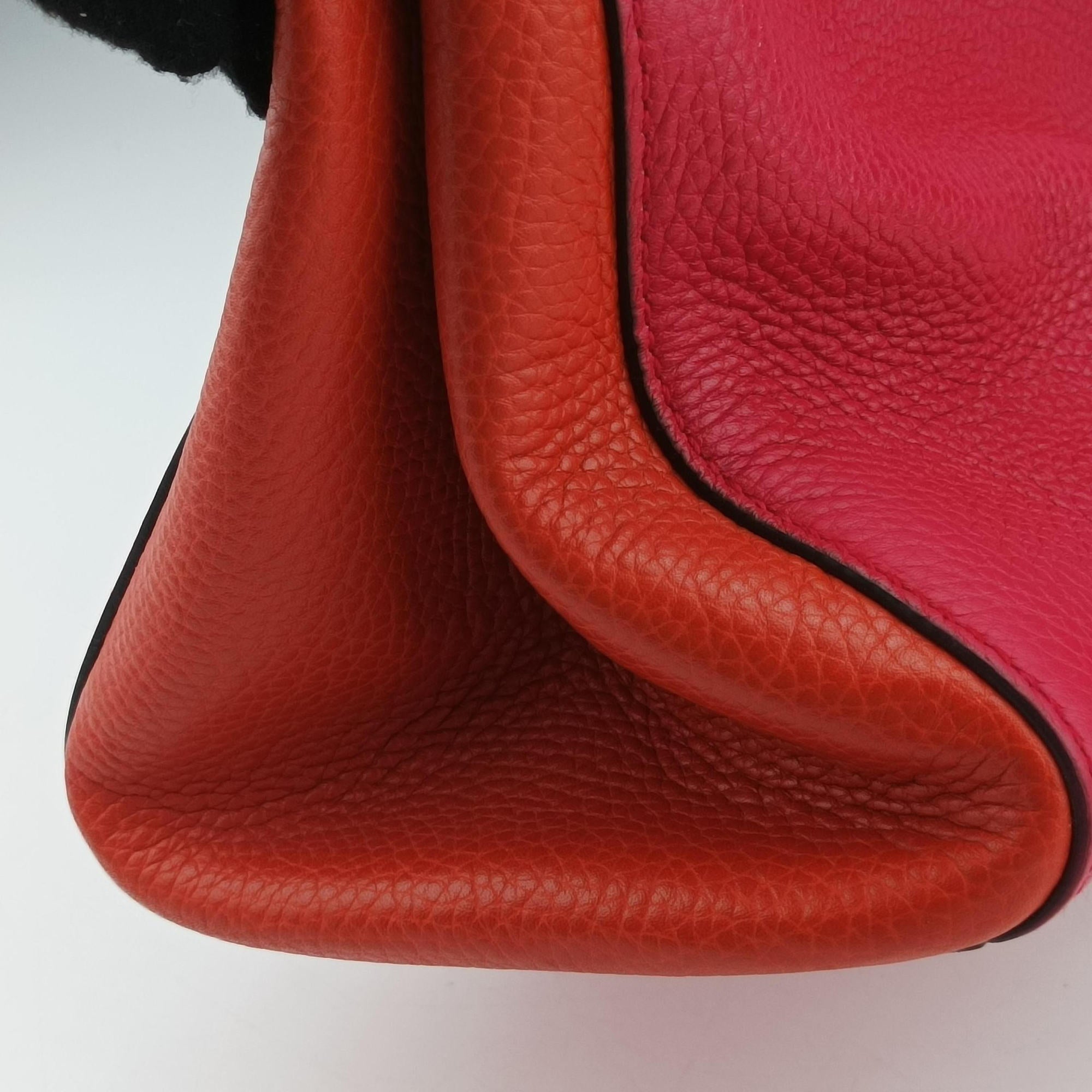 Pre-owned Gucci Bamboo Shopper Red×Orange Leather 323660 shoulderbag | stylenewstar