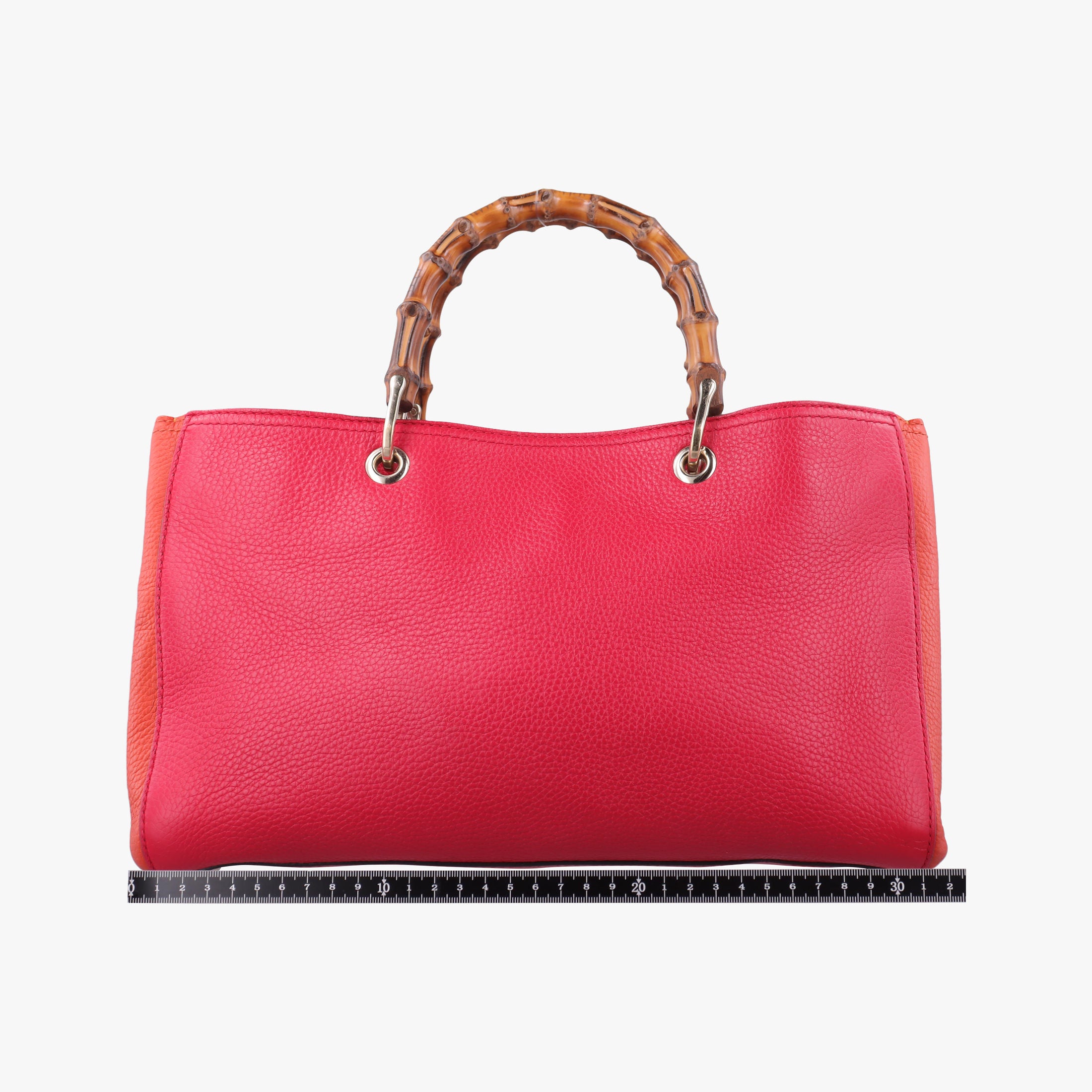 Pre-owned Gucci Bamboo Shopper Red×Orange Leather 323660 shoulderbag | stylenewstar