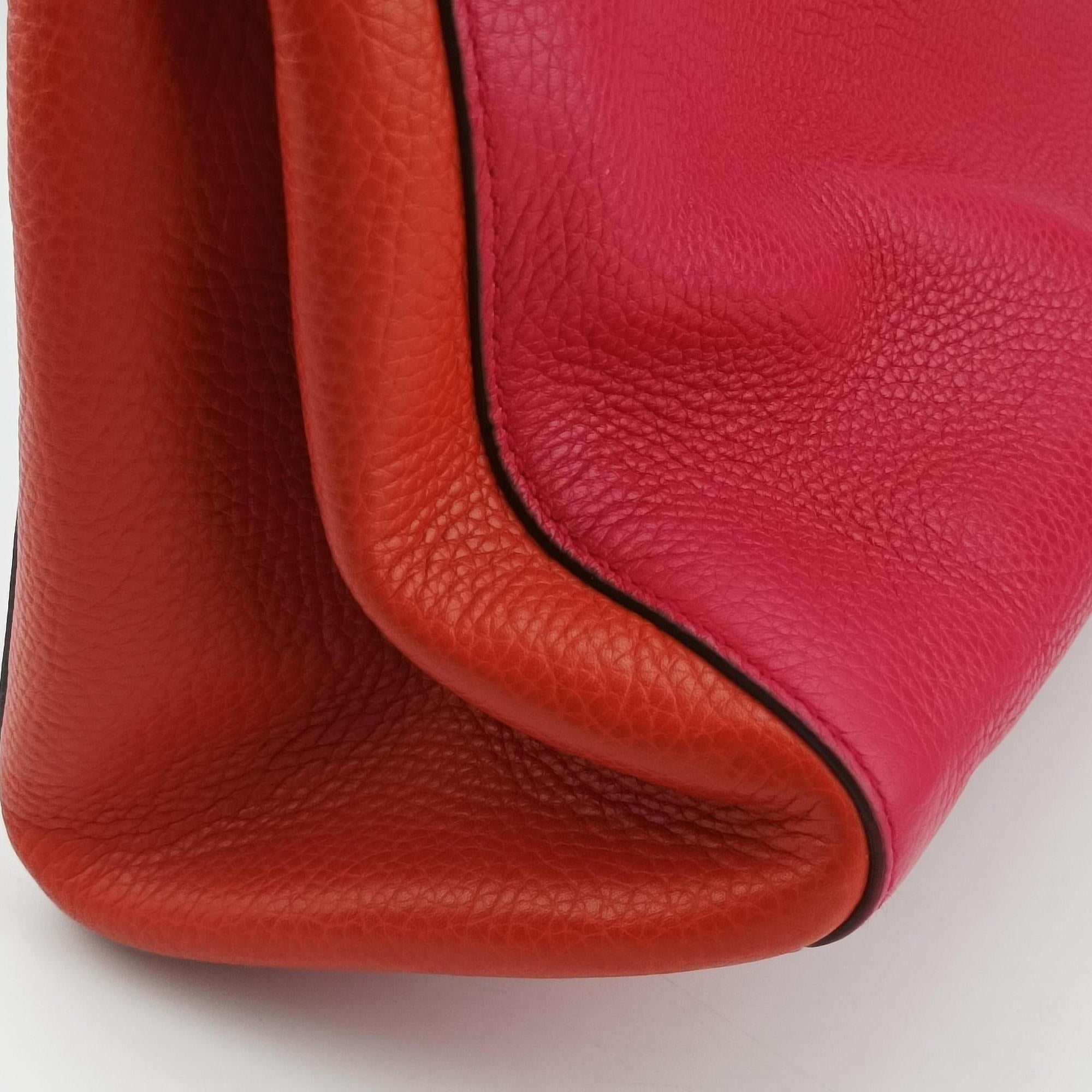 Pre-owned Gucci Bamboo Shopper Red×Orange Leather 323660 shoulderbag | stylenewstar