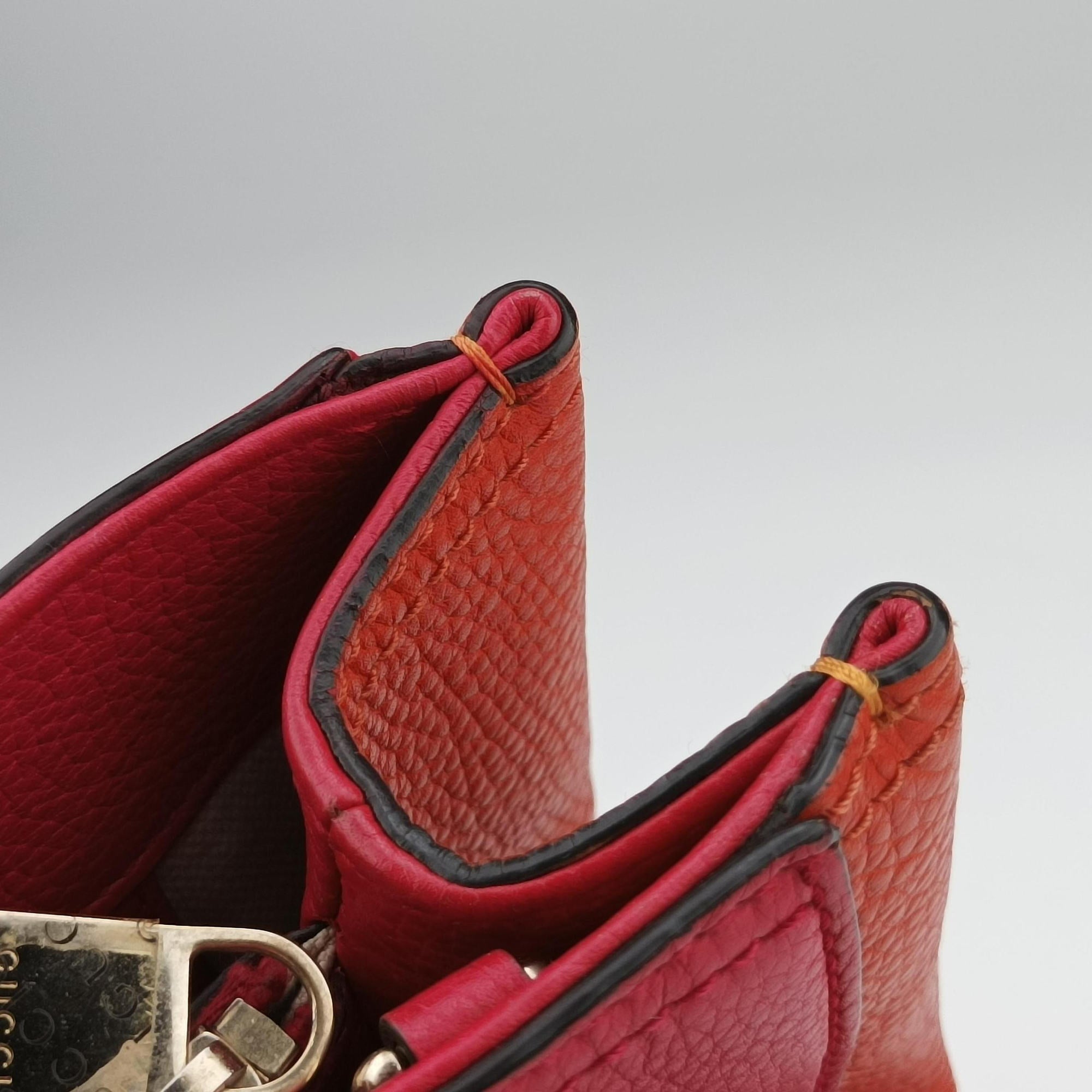 Pre-owned Gucci Bamboo Shopper Red×Orange Leather 323660 shoulderbag | stylenewstar