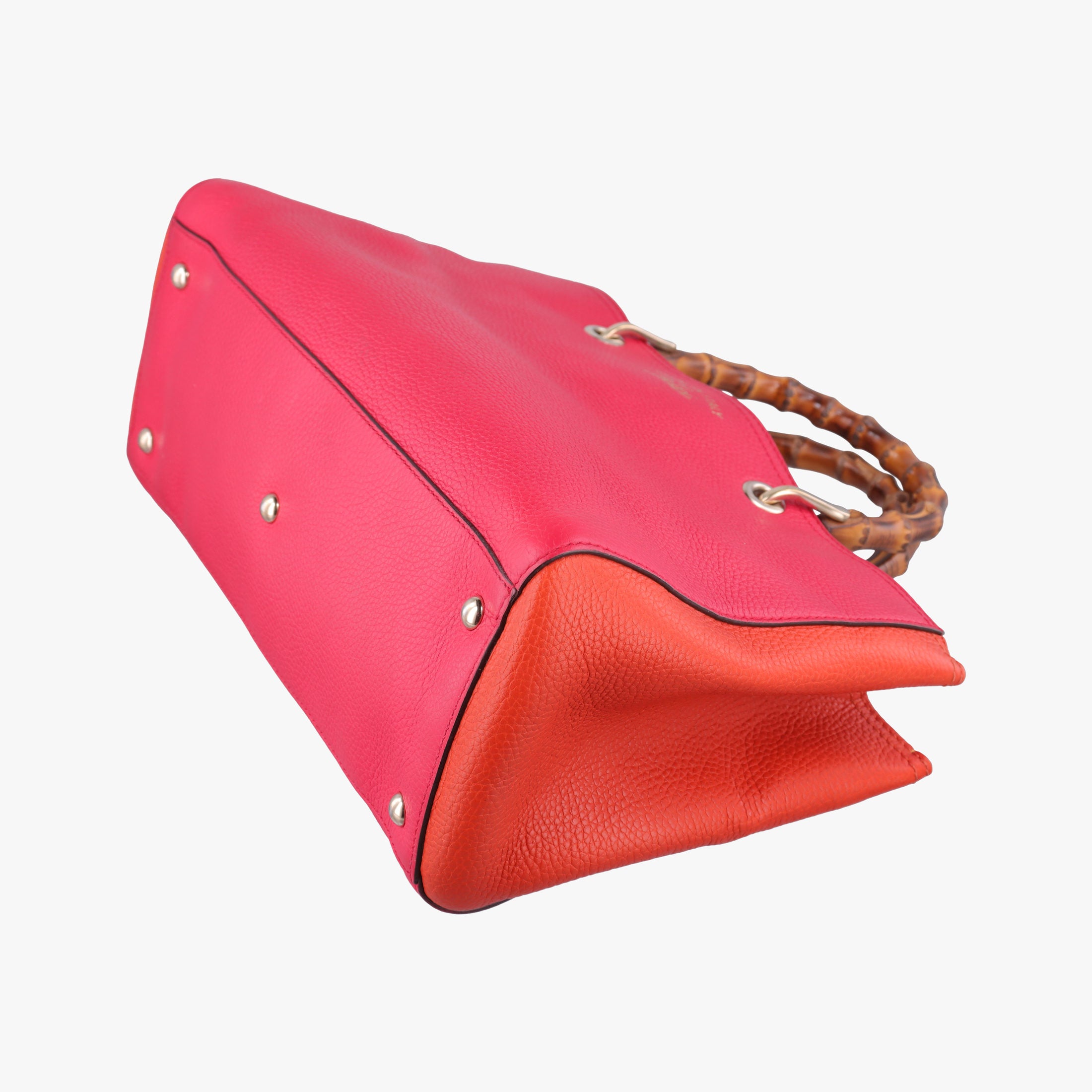 Pre-owned Gucci Bamboo Shopper Red×Orange Leather 323660 shoulderbag | stylenewstar