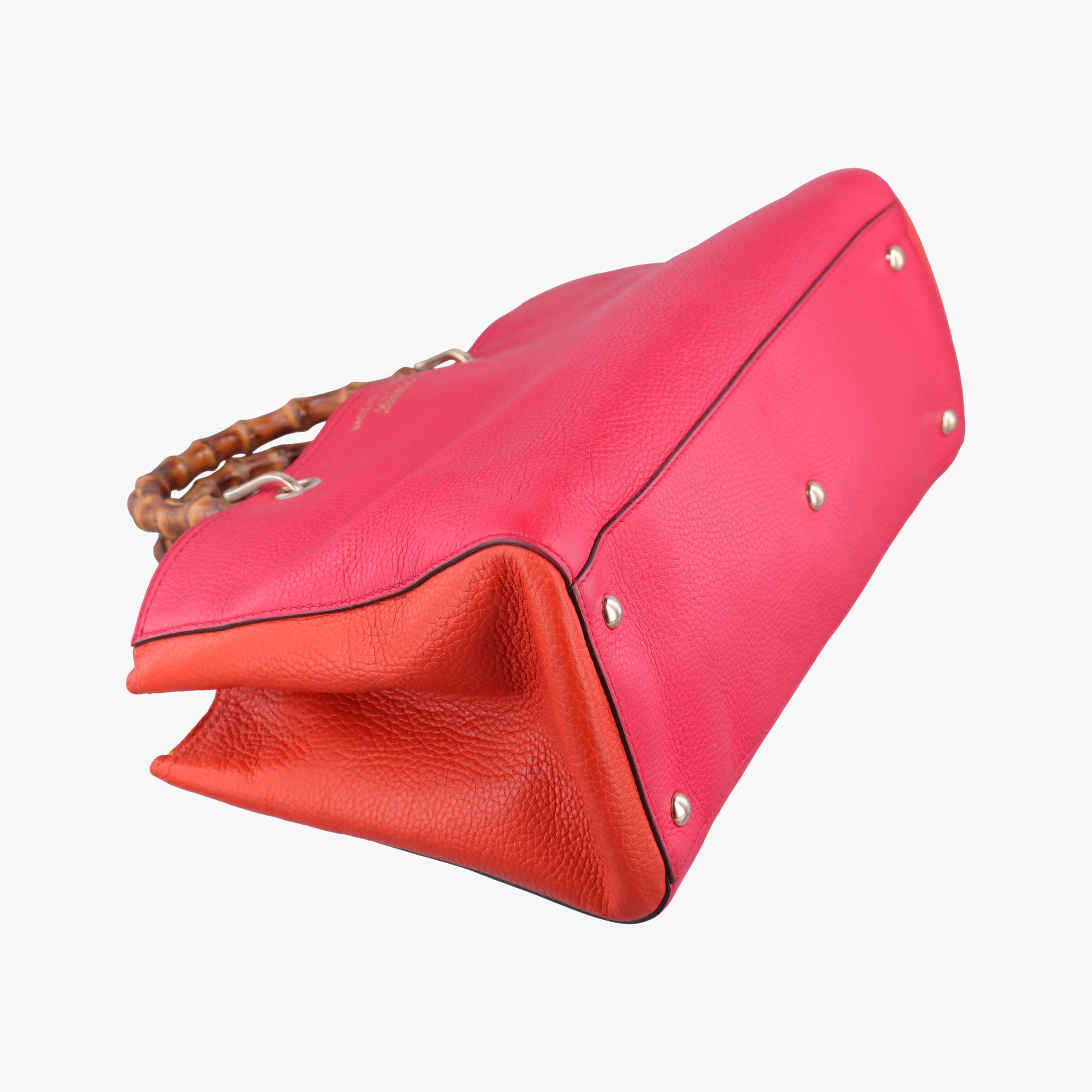 Pre-owned Gucci Bamboo Shopper Red×Orange Leather 323660 shoulderbag | stylenewstar