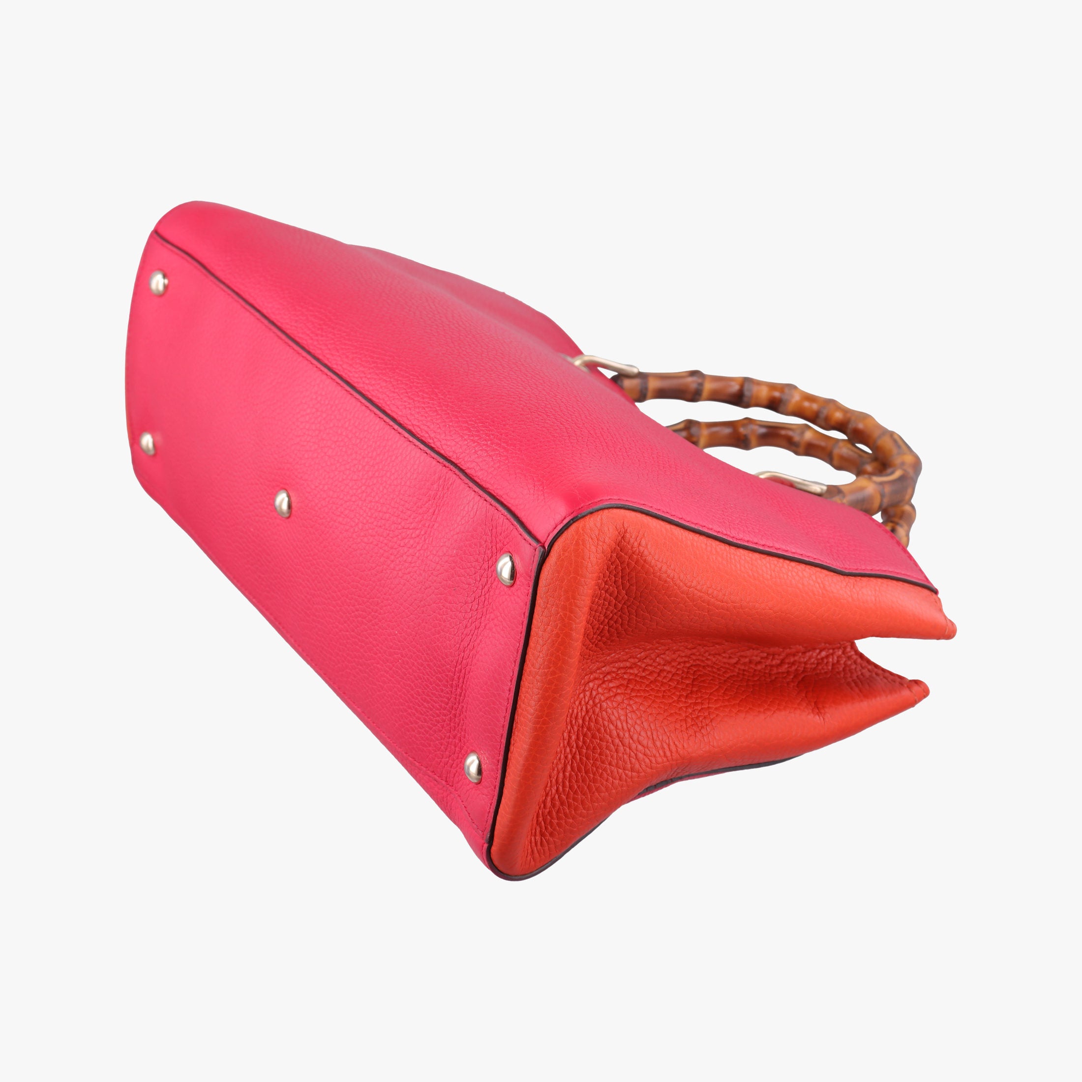 Pre-owned Gucci Bamboo Shopper Red×Orange Leather 323660 shoulderbag | stylenewstar